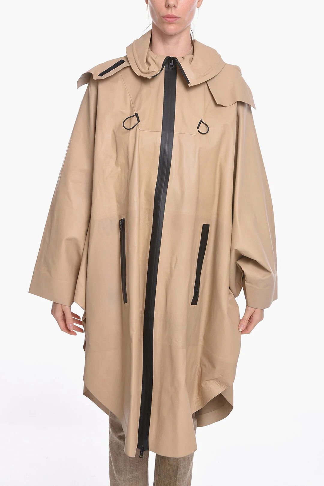Bottega Veneta og1mm0426 Leather Raincoat in Beige Size S / US 4 / IT 40 - 1 Thumbnail