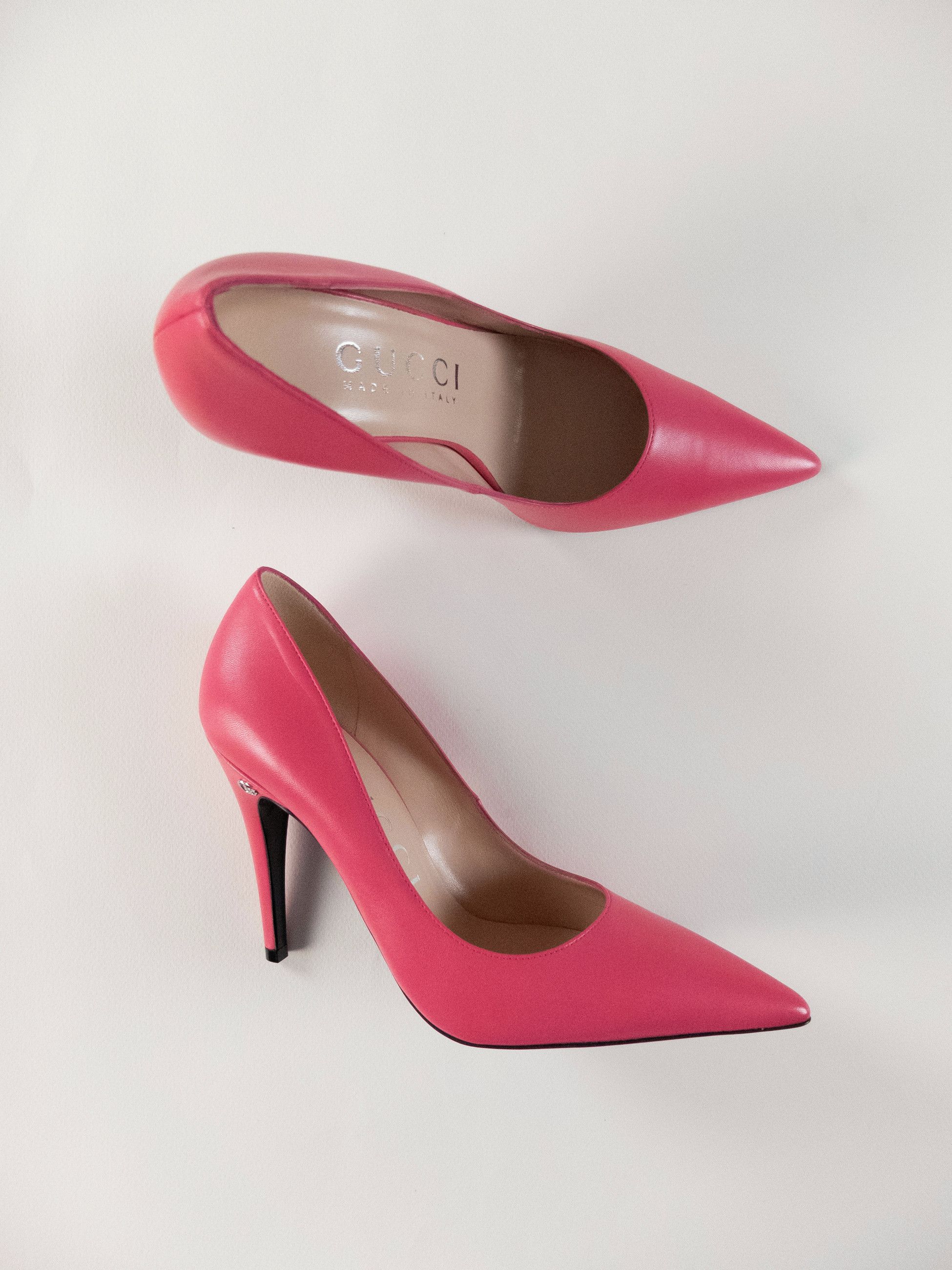 Gucci GUCCI Malaga rhodamine pink leather high heel pumps 38 Size US 8 / IT 38 - 1 Thumbnail
