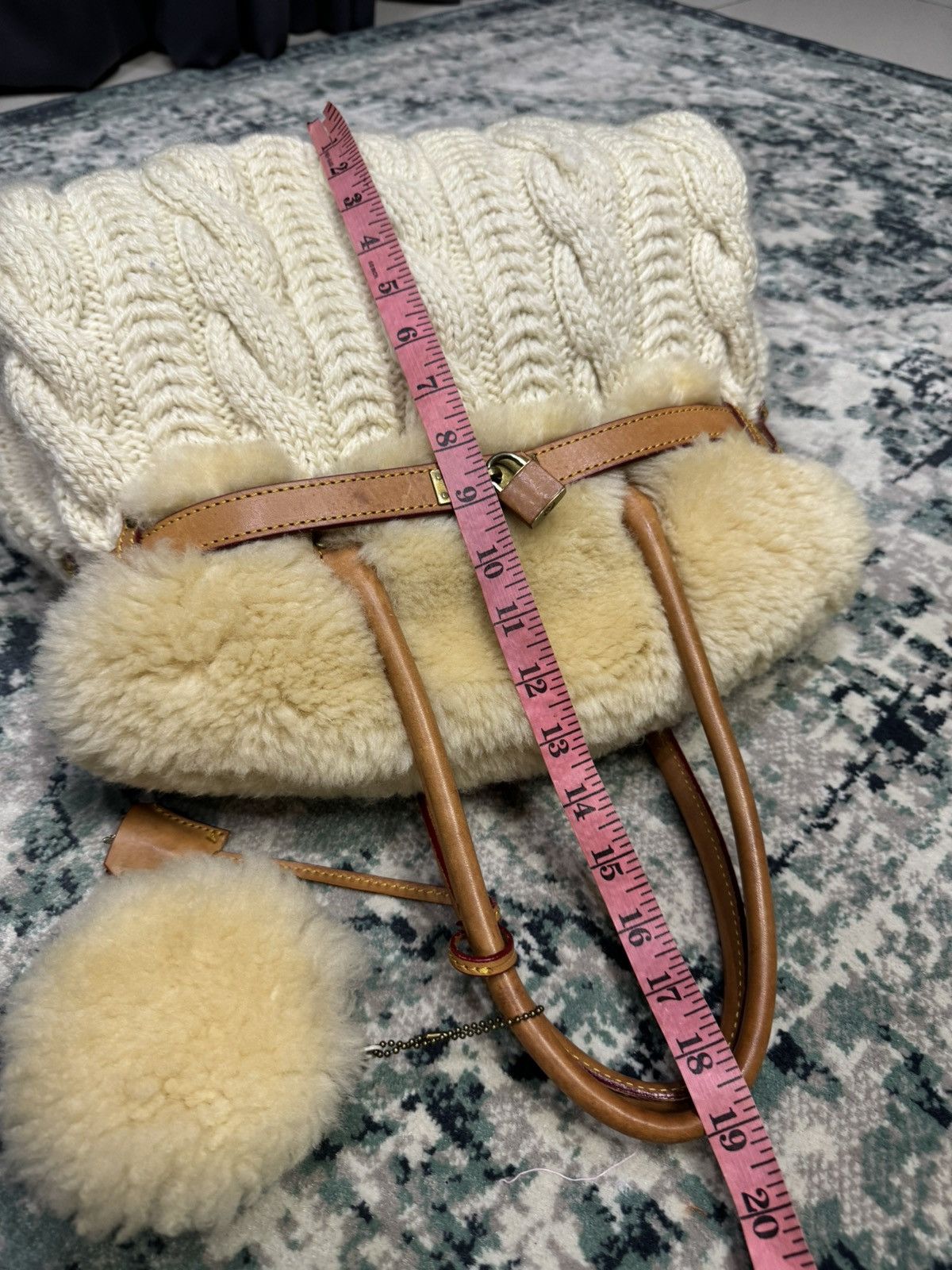 Handmade MONTEROSA CABLEKNIT SHEEPSKIN HANDMADE BIRKIN STYLE HANDBAG Size ONE SIZE - 10 Thumbnail