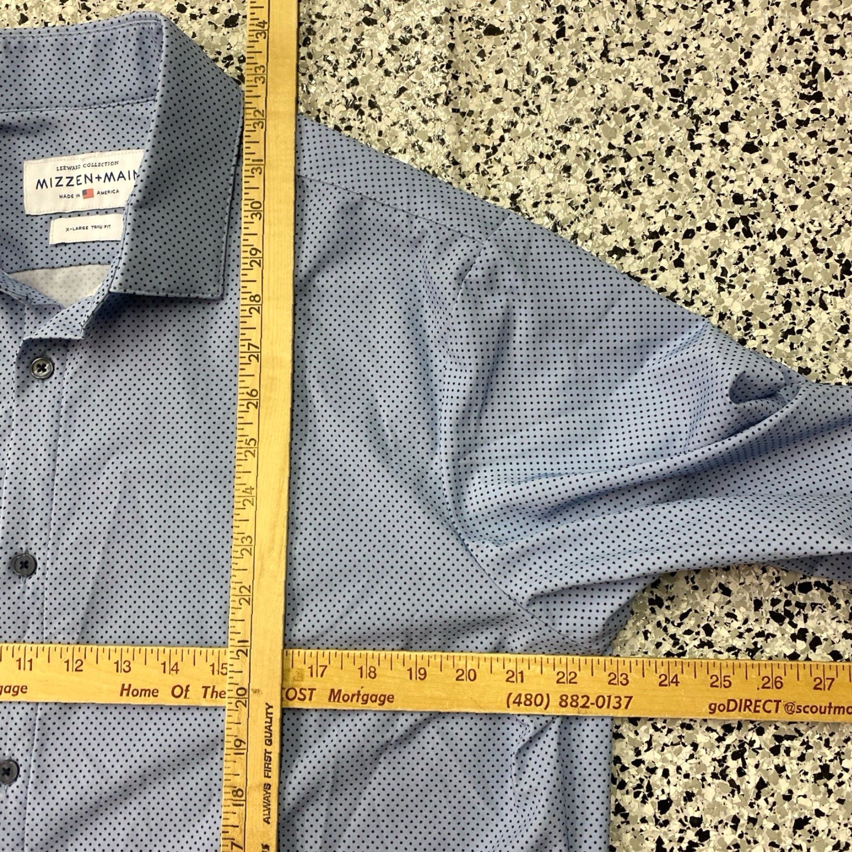 Mizzen+Main Mizzen+Main Leeward Shirt Mens XL Blue Polka Dot Stretch USA Vintage: No Size US XL / EU 56 / 4 - 3 Thumbnail