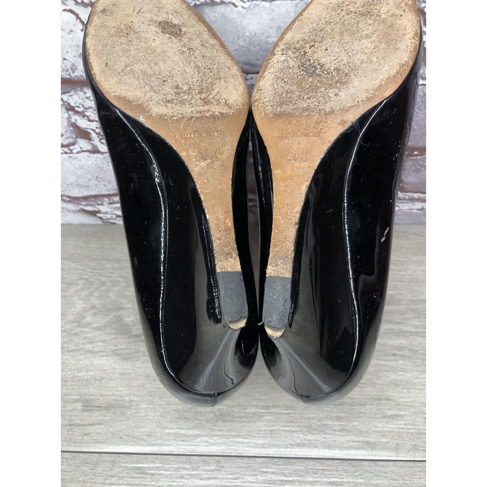 Jimmy Choo Jimmy Choo Black Patent Leather Peep Toe Wedges Shoes Women Size US 9 / IT 39 - 18 Thumbnail