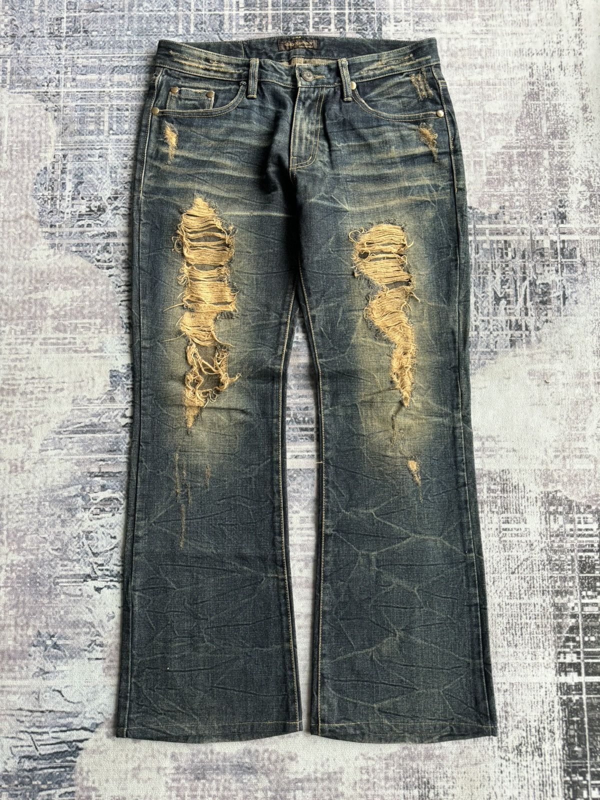 Japanese Brand Y2K Vintage Day/Moon Punk Poem Flared Denim / ifsixwasnine Size US 32 / EU 48 - 1 Thumbnail