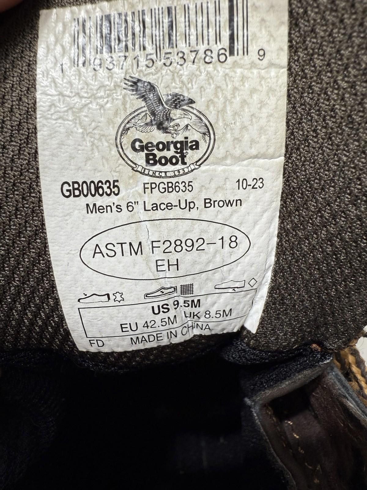 Designer Georgia Waterproof 6”Leather Work Boots Size 9.5M Lace Up Size US 9.5 / EU 42-43 - 6 Thumbnail