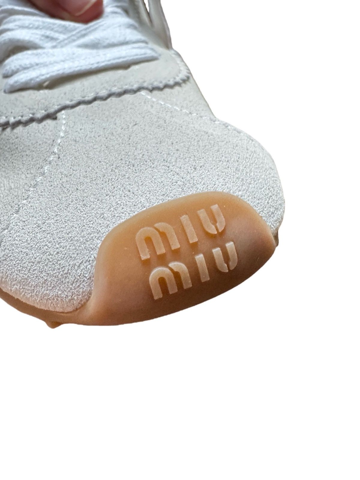 Miu Miu Miu Miu plume suede white sneakers Size US 8 / IT 38 - 5 Thumbnail