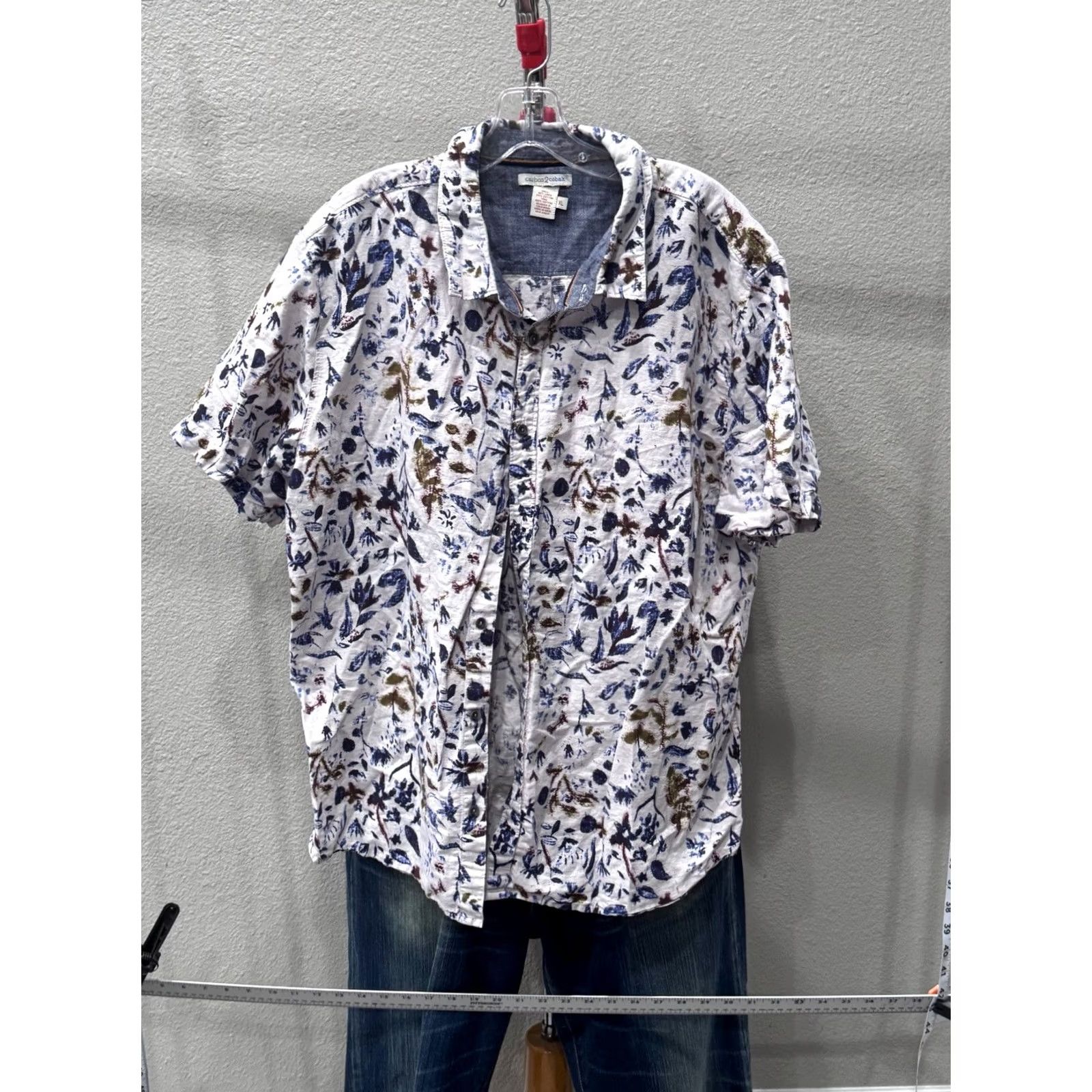Carbon2Cobalt VINTAGE Carbon 2 Cobalt Linen Floral SHORT SLEEVE BUTTON UP SHIRT 2XL XXL Size US XXL / EU 58 / 5 - 2 Thumbnail