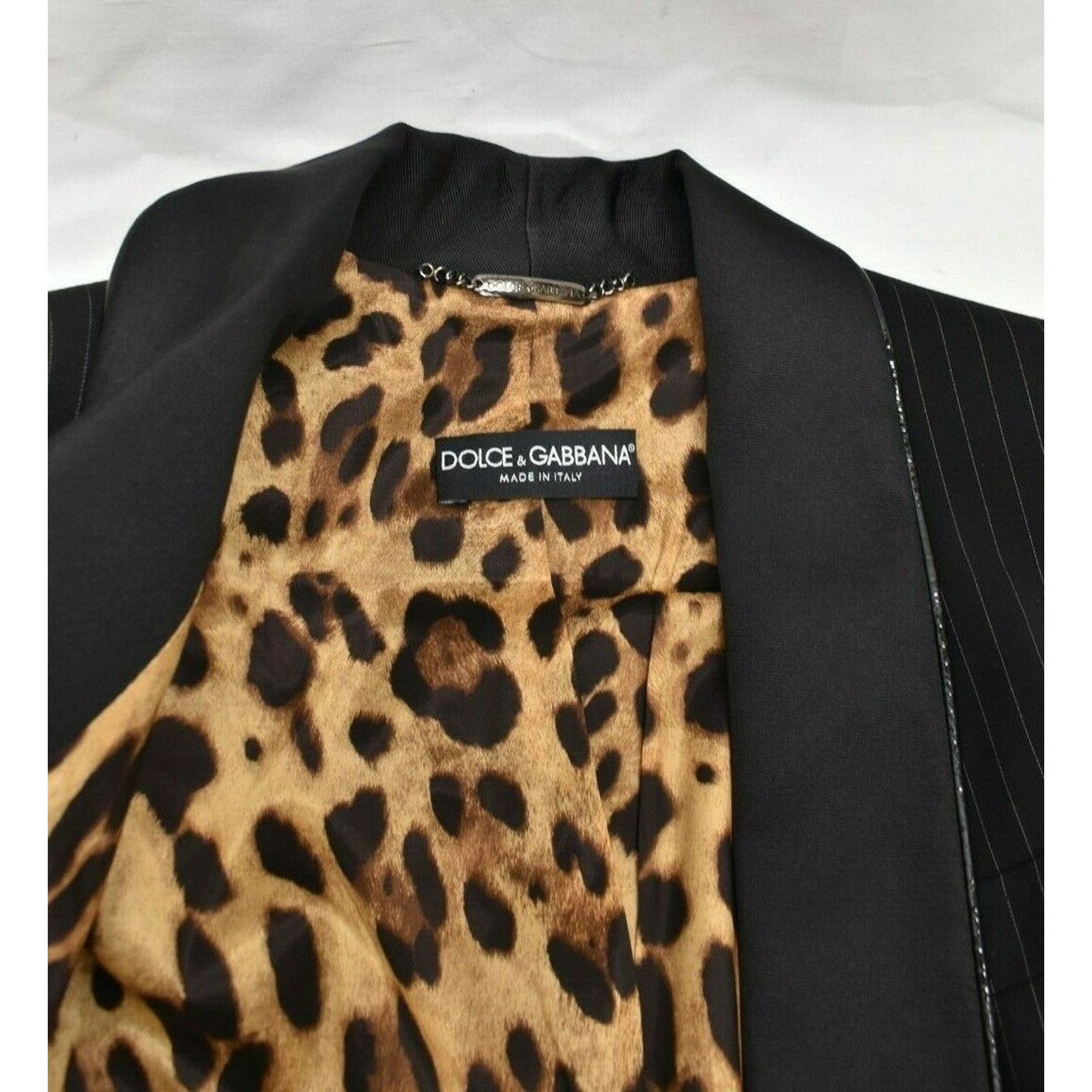 Dolce & Gabbana DOLCE GABBANA BLACK STRIPE WOOL 2 BUTTON TUXEDO BLAZER 44 10 Size L / US 10 / IT 46 - 8 Thumbnail