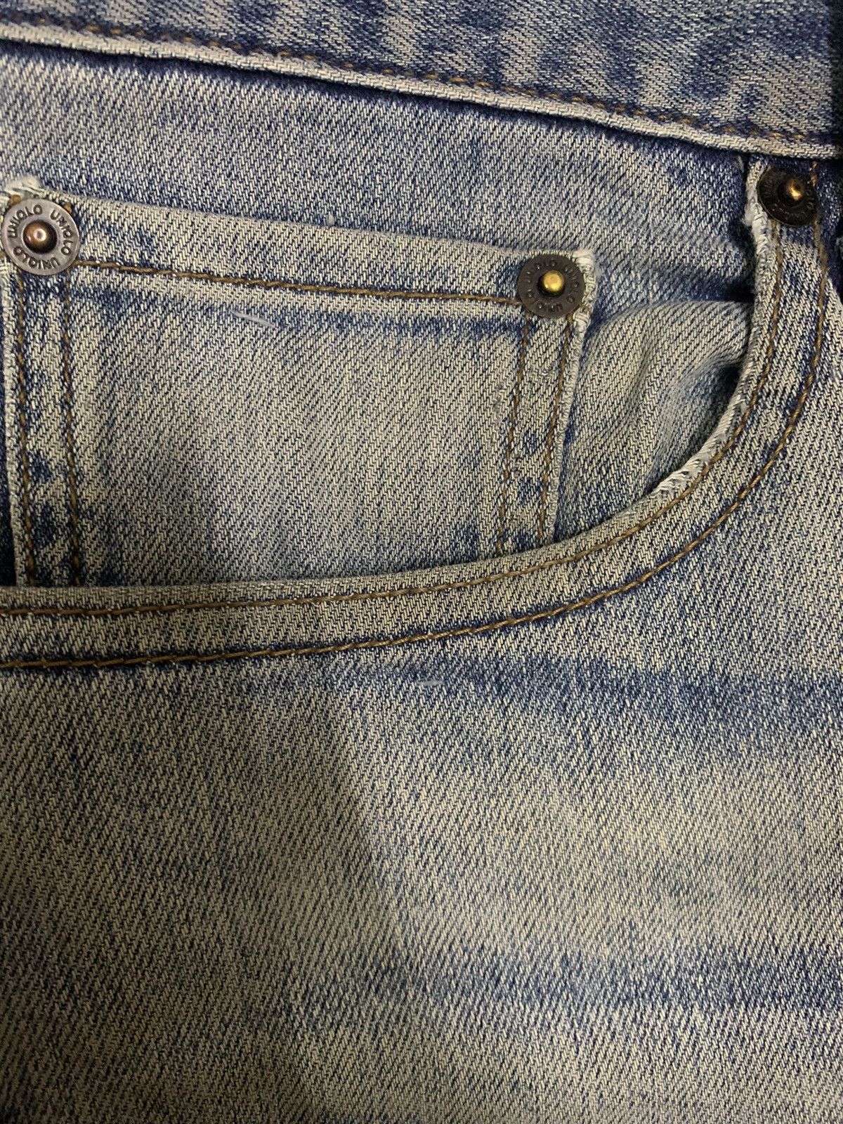 Undercover × Uniqlo Vintage Uniqlo Blue Wash Patchwork Distressed Jeans (Rework) Size US 33 - 6 Thumbnail