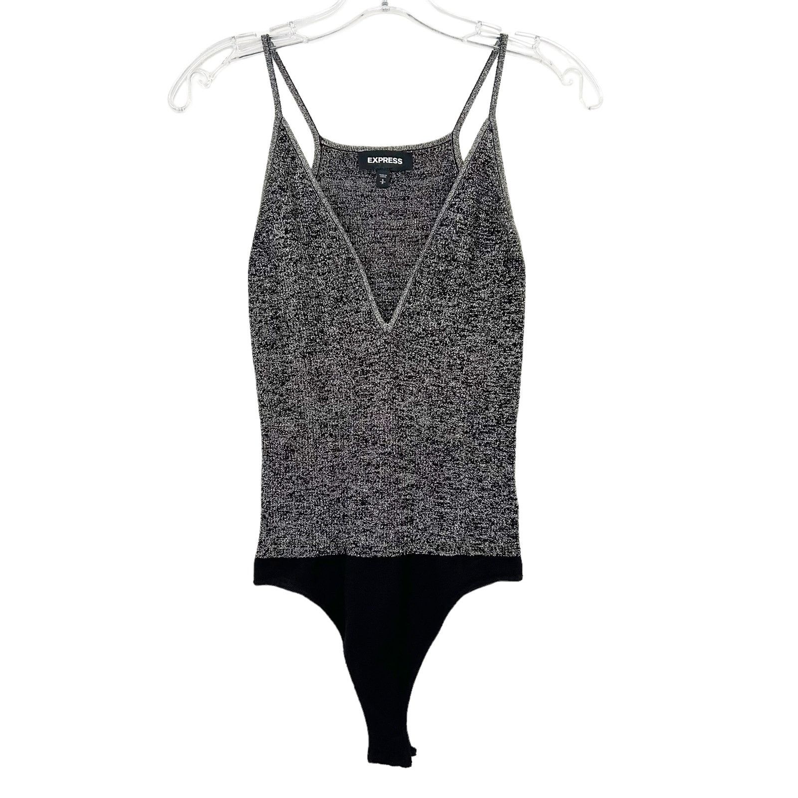 Express Express Gray Silver Sparkly V Neck Bodysuit Sz S Size S / US 4 / IT 40 - 5 Thumbnail