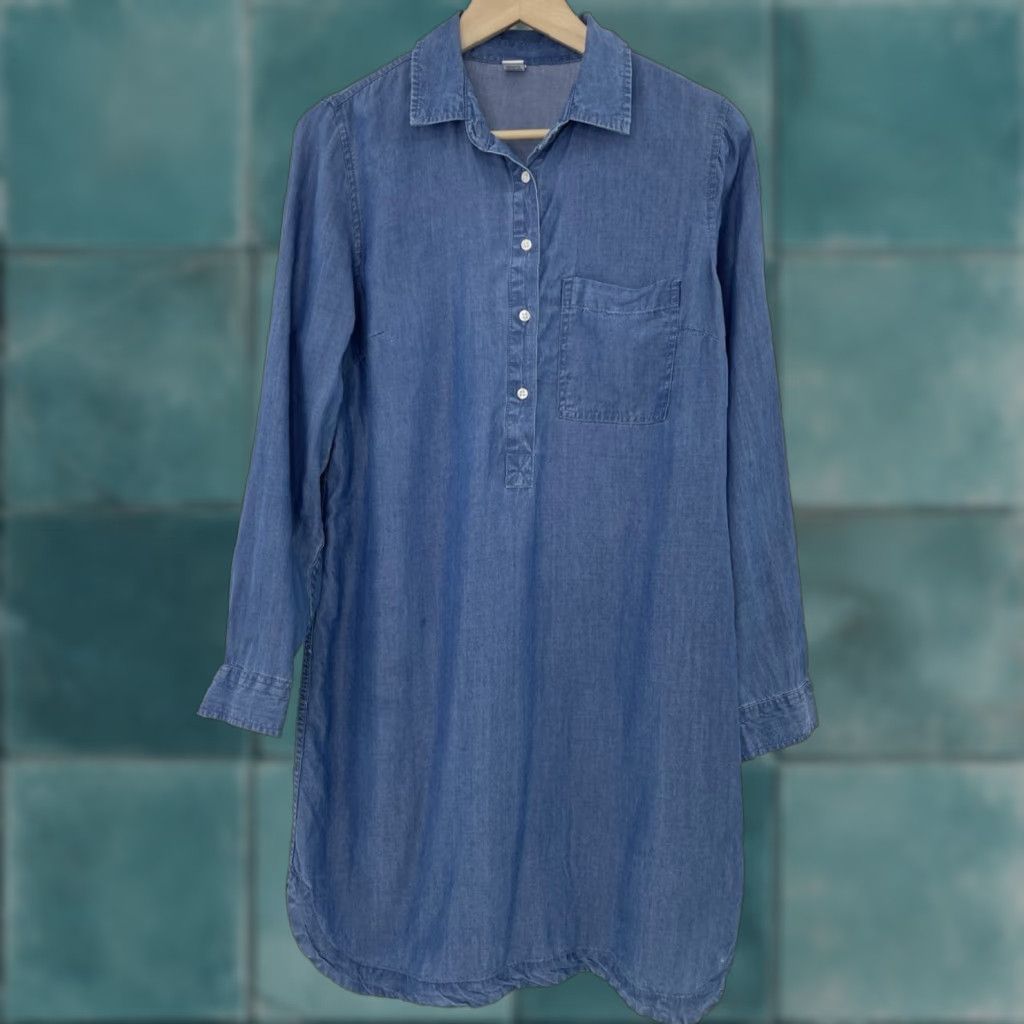 Old Navy Old Navy Chambray Shirt Dress Button Front Blue Long Sleeve S Womens Regular Size 100% Lyocell Casual Vintage No N/A Size S / US 4 / IT 40 - 1 Thumbnail