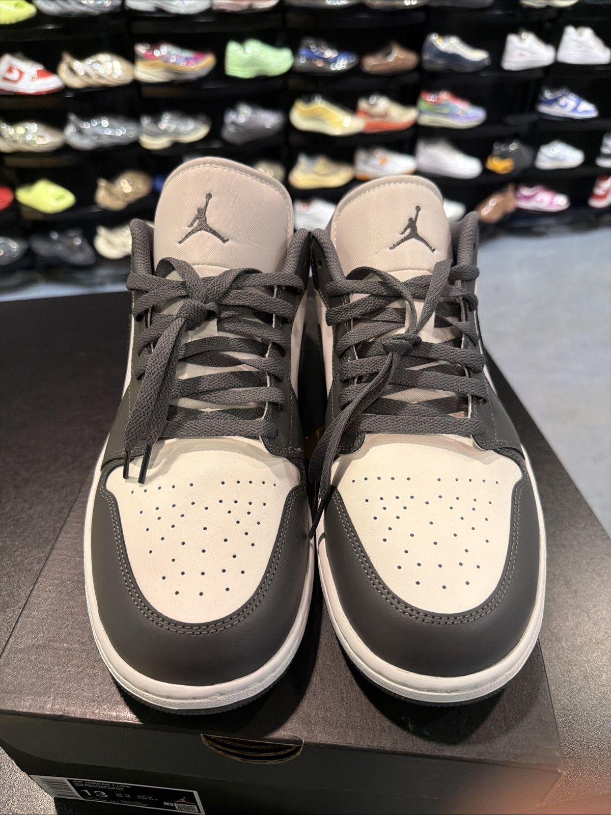 Jordan Brand Nike Air Jordan 1 Low Iron Gray Summit White Sneakers 553558 Size US 13 / EU 46 - 6 Thumbnail