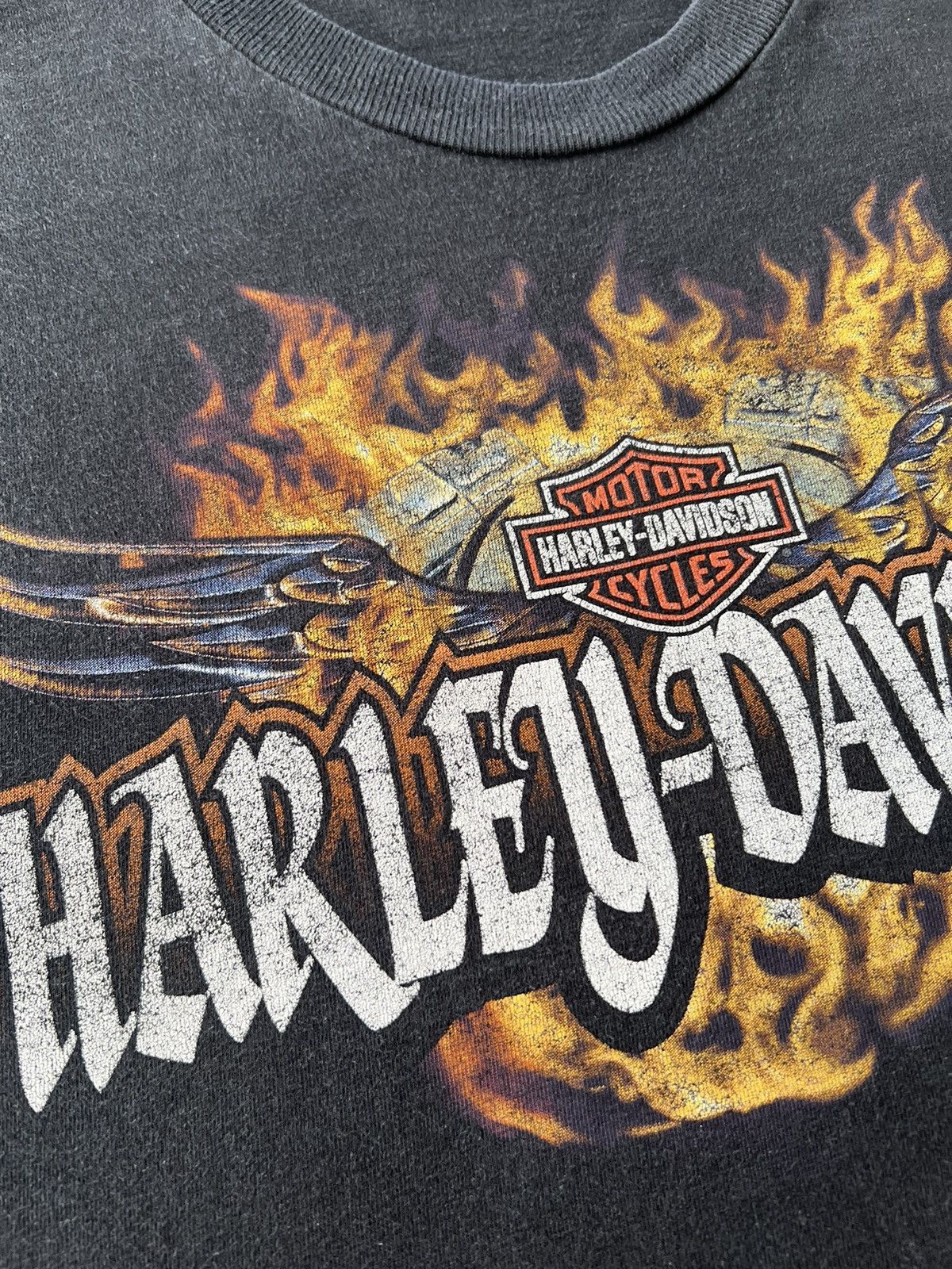 Harley Davidson Vintage 2005 Harley Davidson Fire Flame Motor Black T-shirt Size US L / EU 52-54 / 3 - 8 Thumbnail