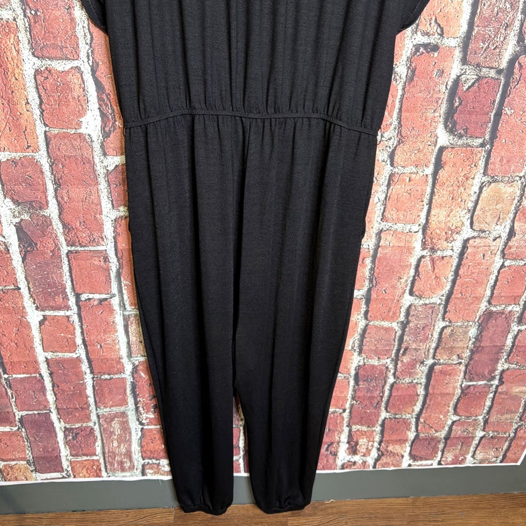 Gap VINTAGE Gap Womens Plus Size 2XL Rayon Blend Short Sleeve Black Jumpsuit Lightweight Denim Black Womens 2XL Short Sleeve Jumpsuit Gap Size 40" / US 18 - 5 Thumbnail