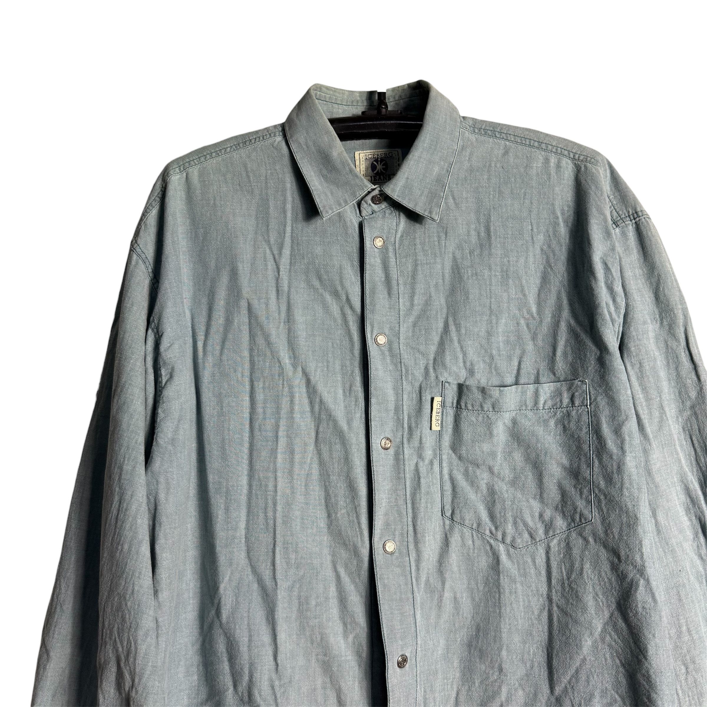 Iceberg 🔥RARE🔥Vintage Iceberg Spellout Chambray Button Up Shirt Size US L / EU 52-54 / 3 - 4 Thumbnail