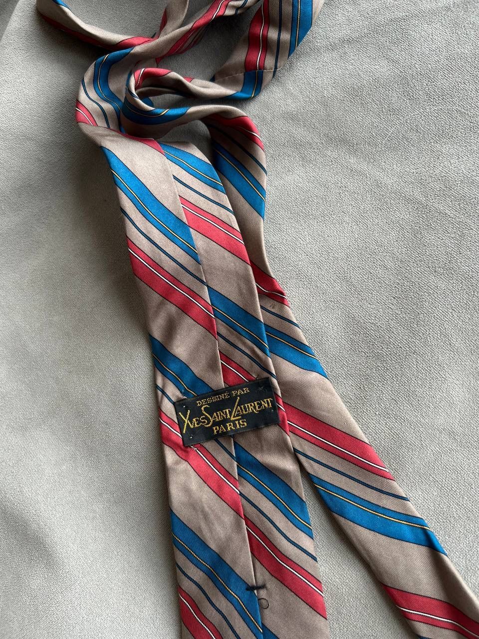 Yves Saint Laurent Yves Saint Laurent Silk Tie YSL Paris Striped Size ONE SIZE - 2 Thumbnail