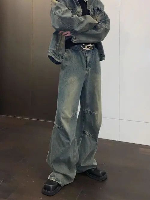 Japanese Brand × Jean Pleated vintage washed distressed baggy jeans Size US 32 / EU 48 - 4 Thumbnail
