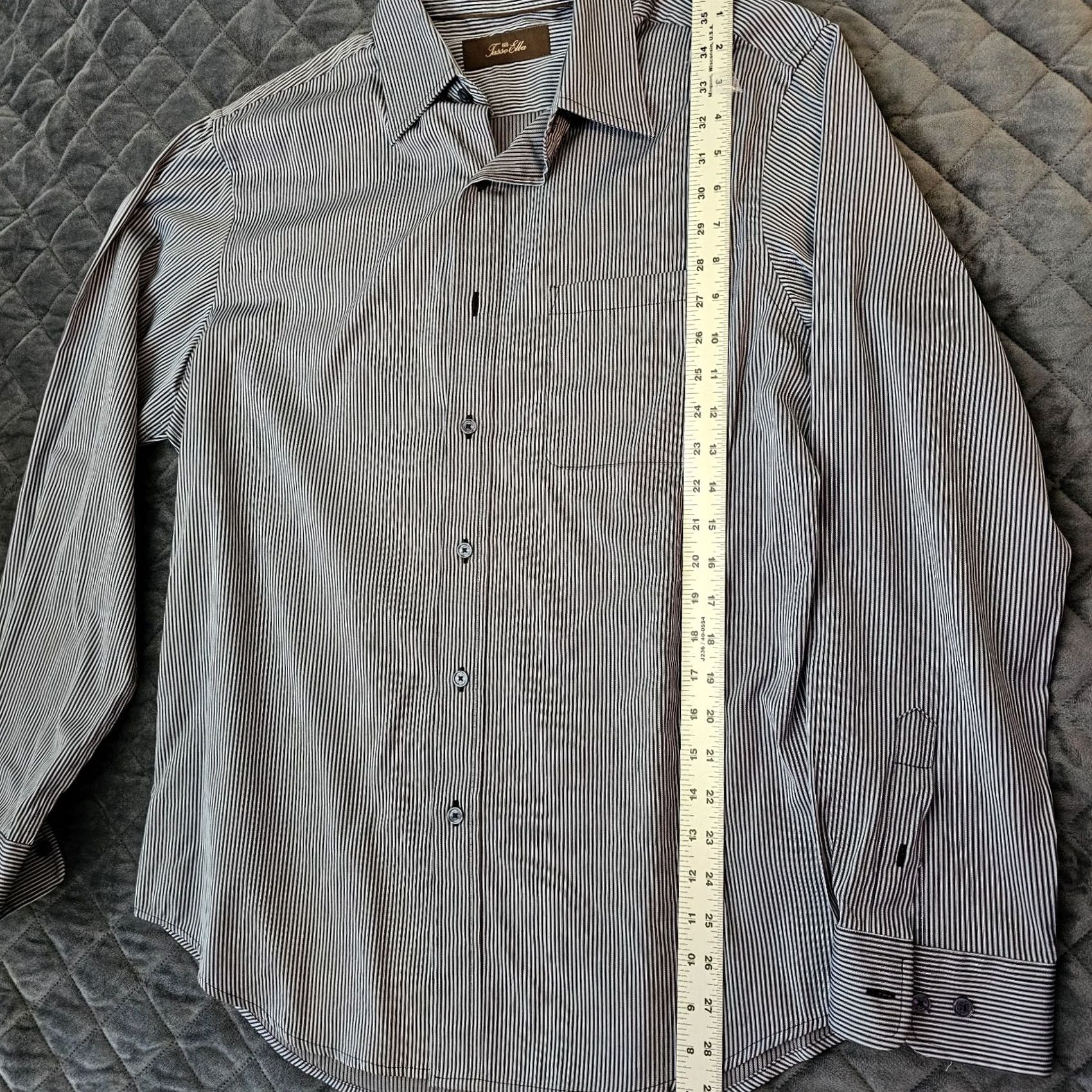 Tasso Elba Tasso Elba Shirt Blue Stripe Button-Up Long Sleeve M Pocket Mens Modern Fit Shirt Size US M / EU 48-50 / 2 - 5 Thumbnail