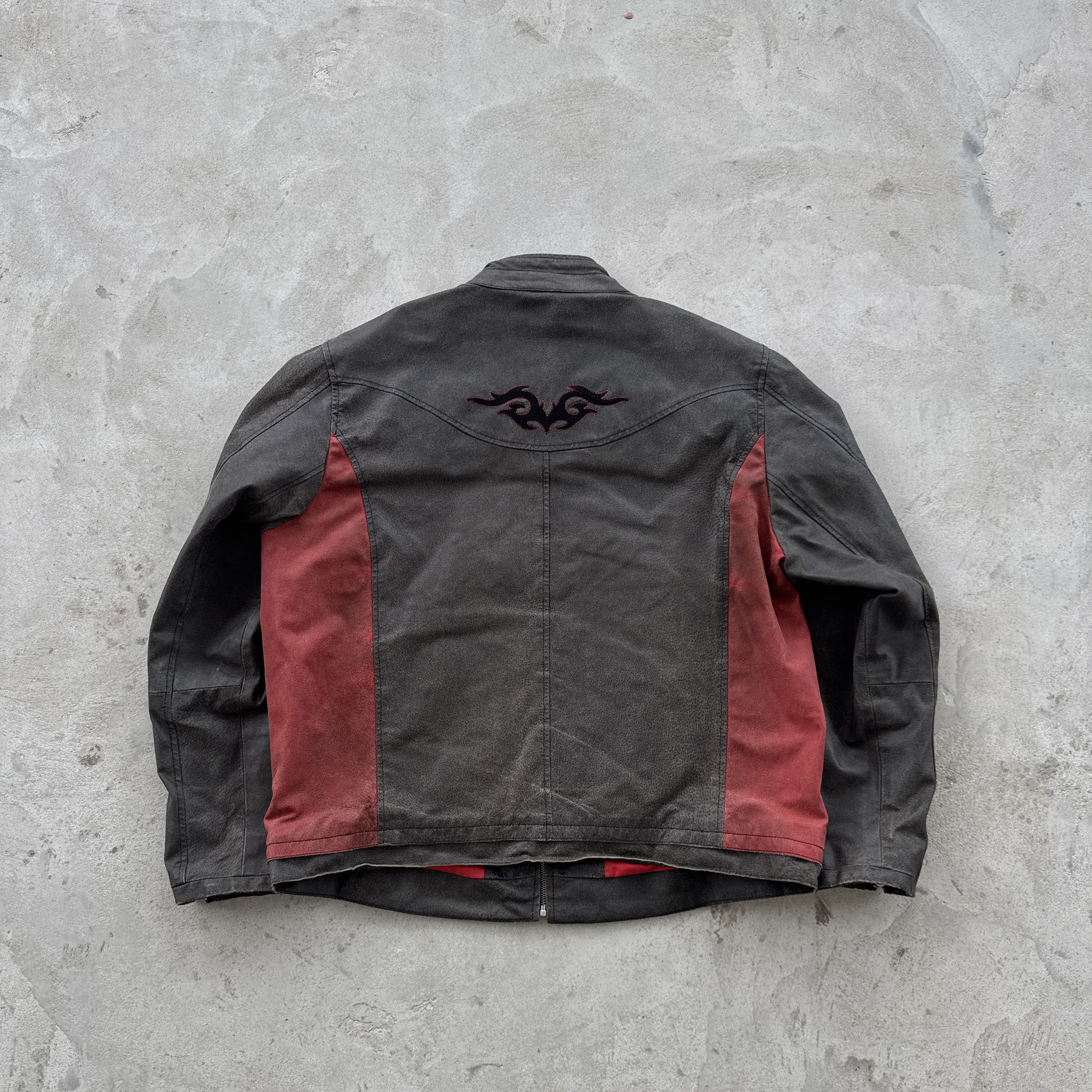 Vintage Vintage Cyber Biker Canvas Jacket Gray Red Tribal Size M L Size US M / EU 48-50 / 2 - 2 Thumbnail