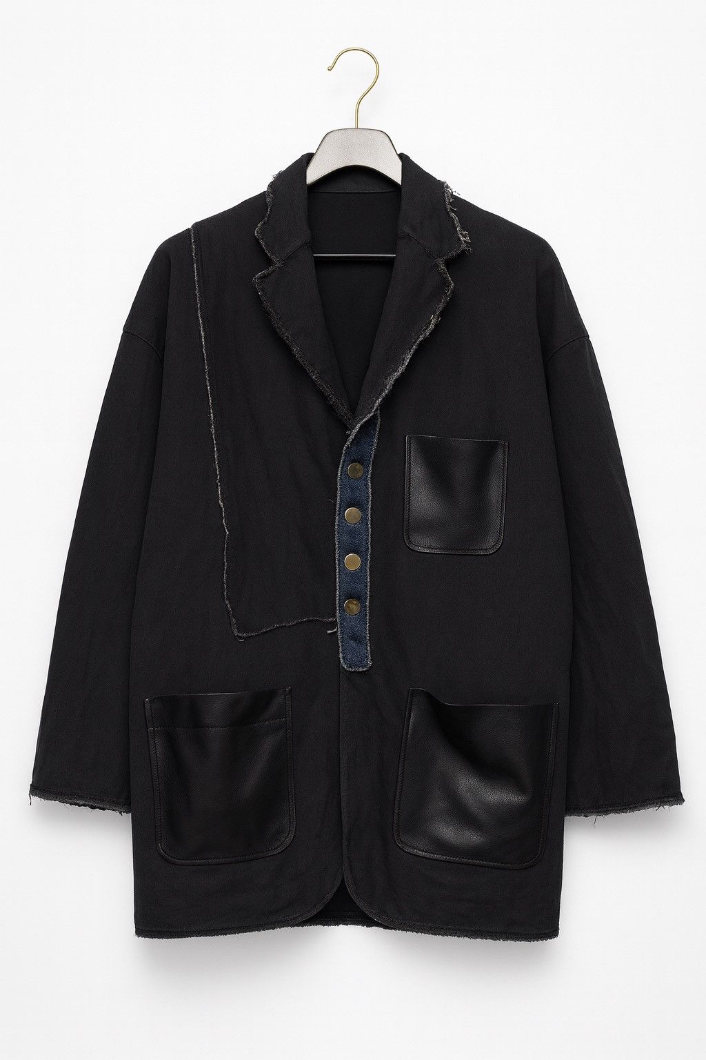 Vintage Avant-Garde Distressed Black Coat – Handmade Artisanal Size US L / EU 52-54 / 3 - 1 Thumbnail