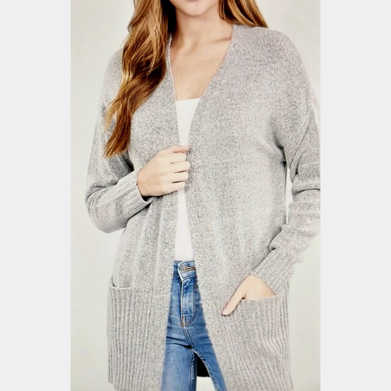 Other Love Ellie Two Pocket Open Cardigan - Gray - size L Size L / US 10 / IT 46 - 2 Thumbnail