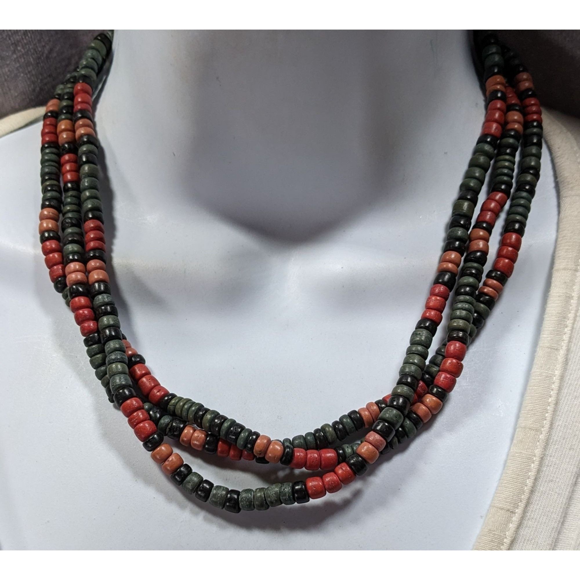 Other Vintage Bohemian Painted Wood Layered Beaded Necklace Size ONE SIZE - 5 Thumbnail