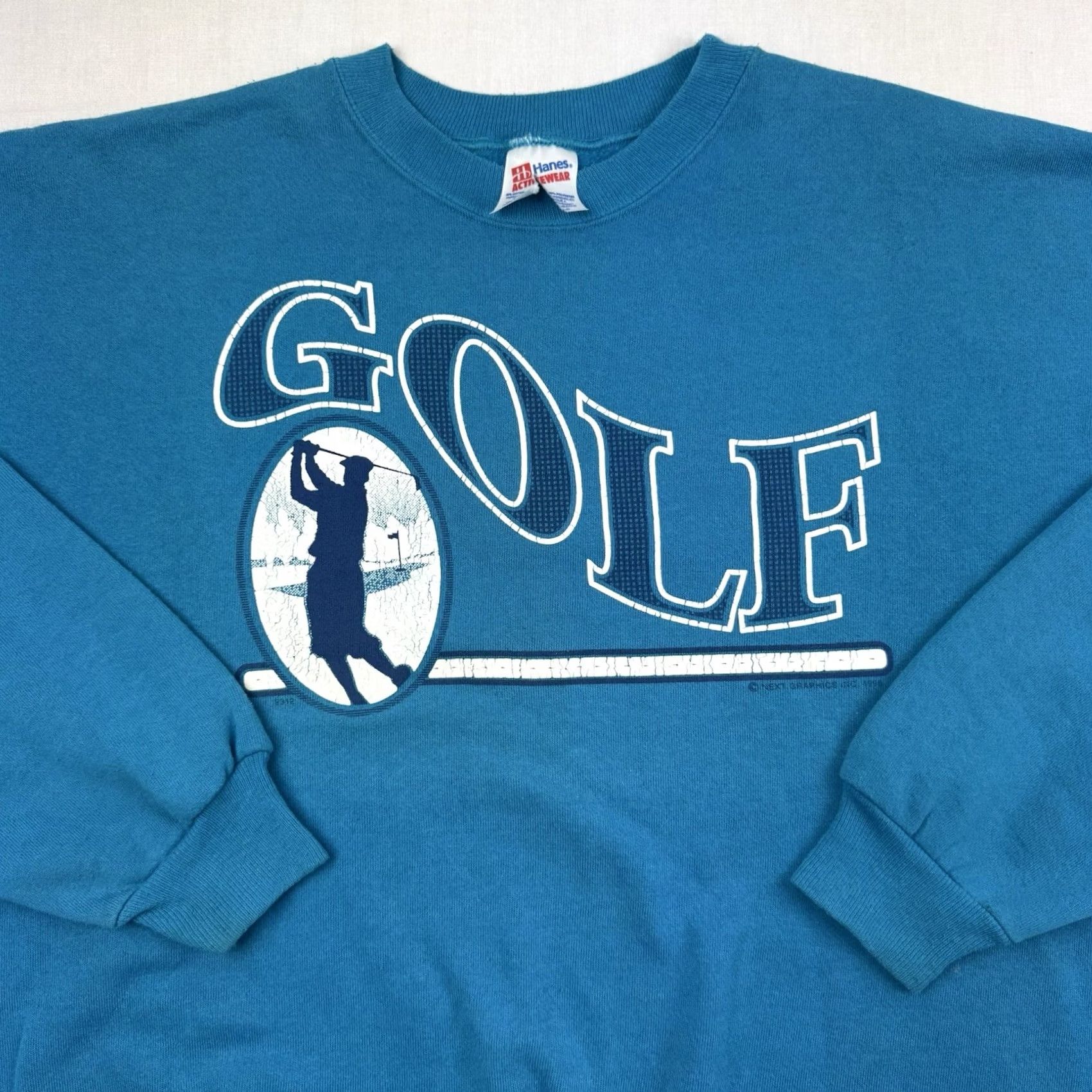 Hanes VINTAGE Hanes Golf Sweatshirt Adult XL Pullover Sport Outdoor Dad 90s USA Blue Size US XL / EU 56 / 4 - 2 Thumbnail