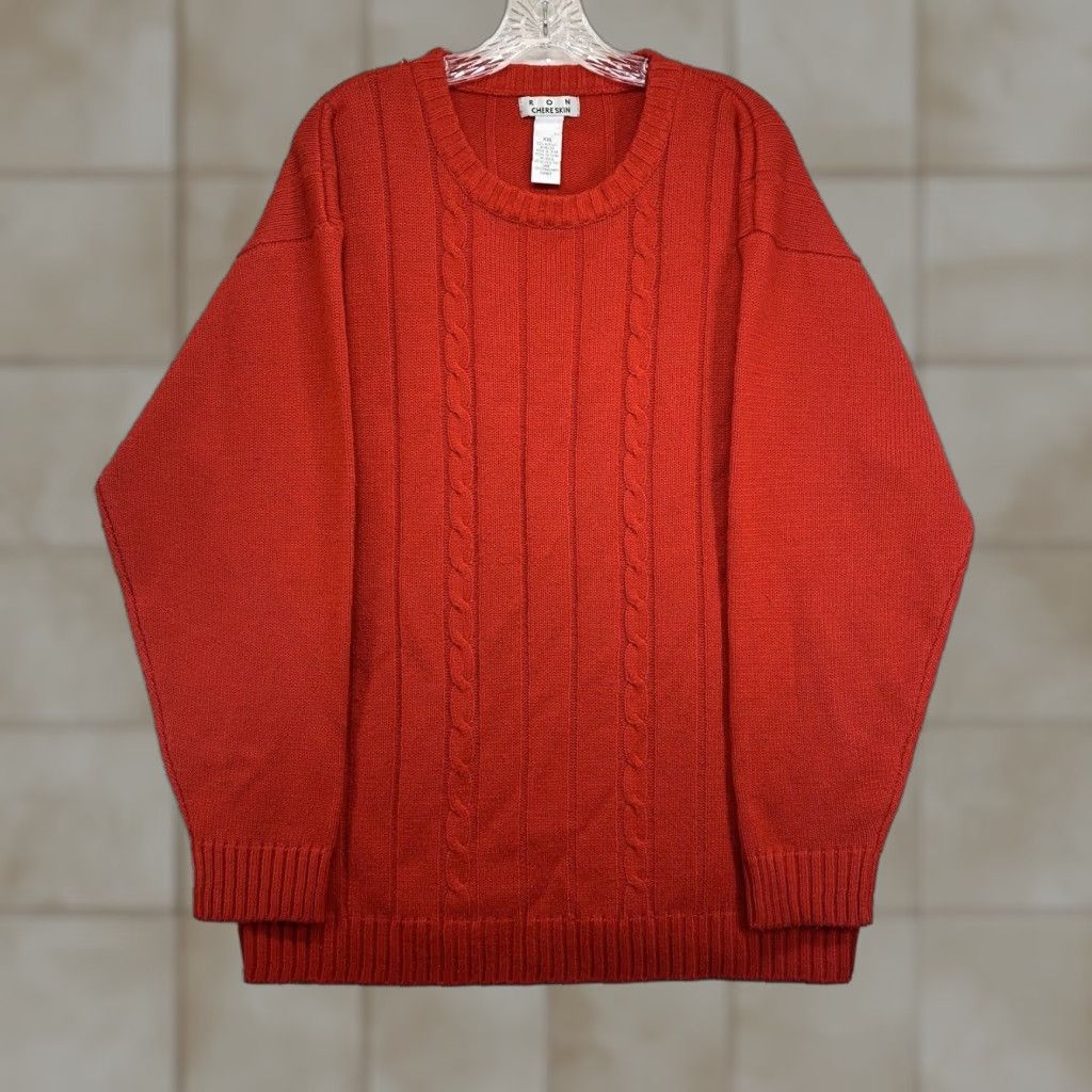 Vintage VINTAGE Ron Chereskin Cable Knit Sweater 2XL Bright Red Lightweight Acrylic Pullover Long Sleeve Casual 90s Y2K Mens Size US XXL / EU 58 / 5 - 1 Thumbnail