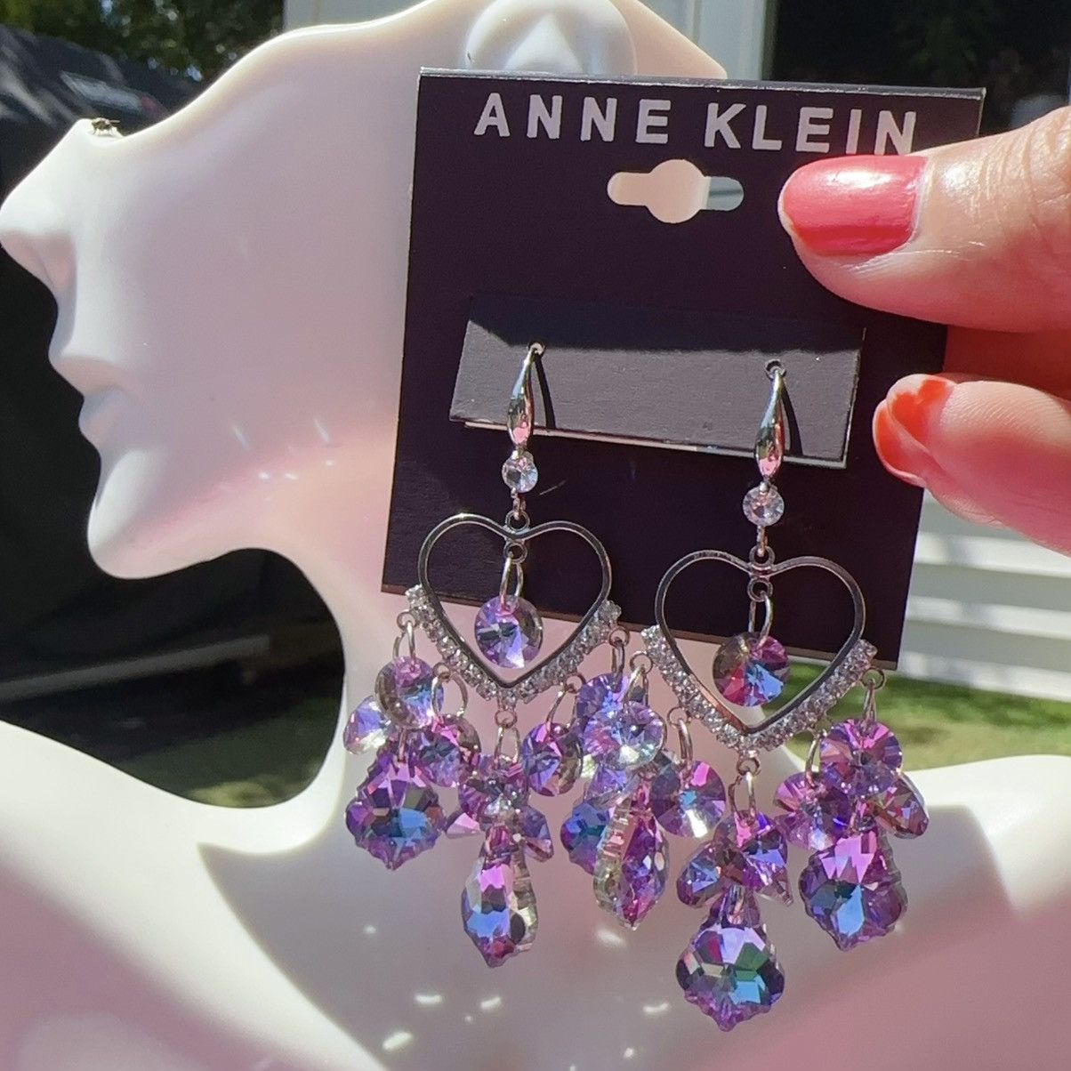 Anne Klein × Designer Anne Klein 925 sterling silver heart diamonds colorful ta Size ONE SIZE - 1 Thumbnail