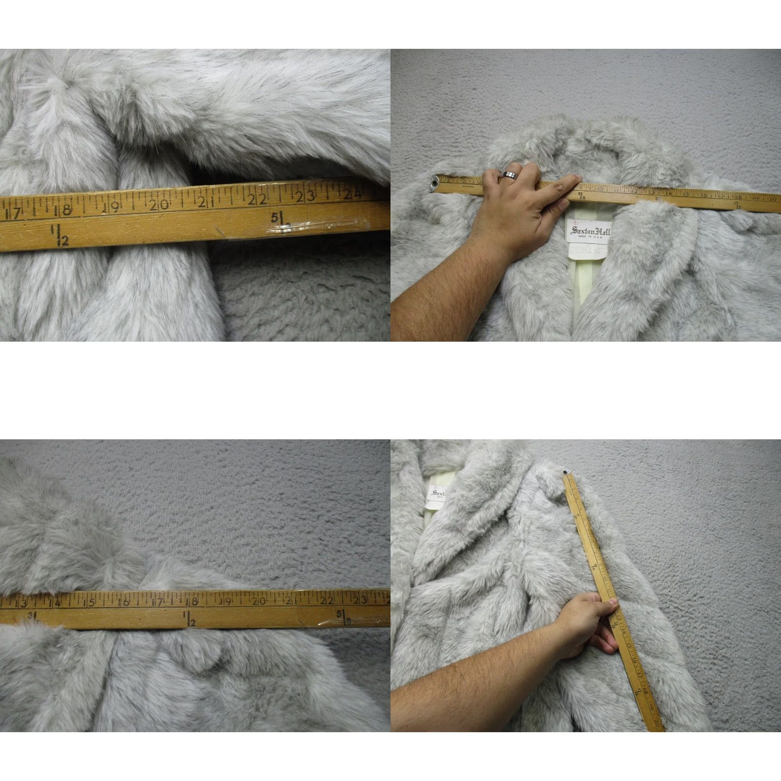 Vintage VINTAGE Saxton Hall Coat Womens Short Gray Fur Lined Collared 12 Plaid? Size 34" / US 12 / IT 48 - 8 Thumbnail