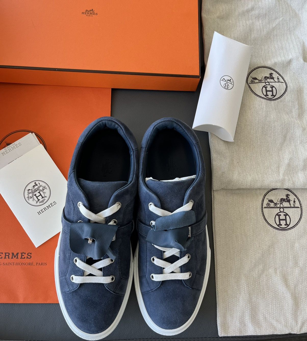 Hermes Hermes Day Sneaker Suede Chevre Velours Blue Celeste Size US 10.5 / EU 43-44 - 2 Thumbnail