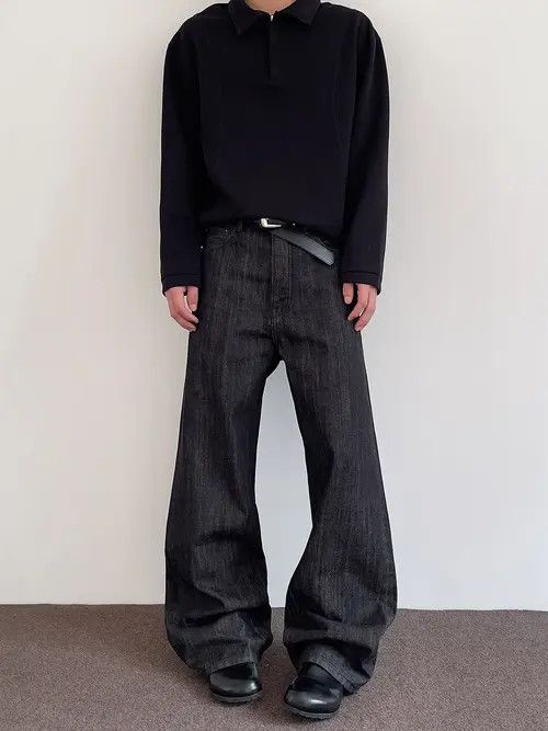 VIBE Oversized Wide Leg Dark Wash Jeans Size US 34 / EU 50 - 5 Thumbnail