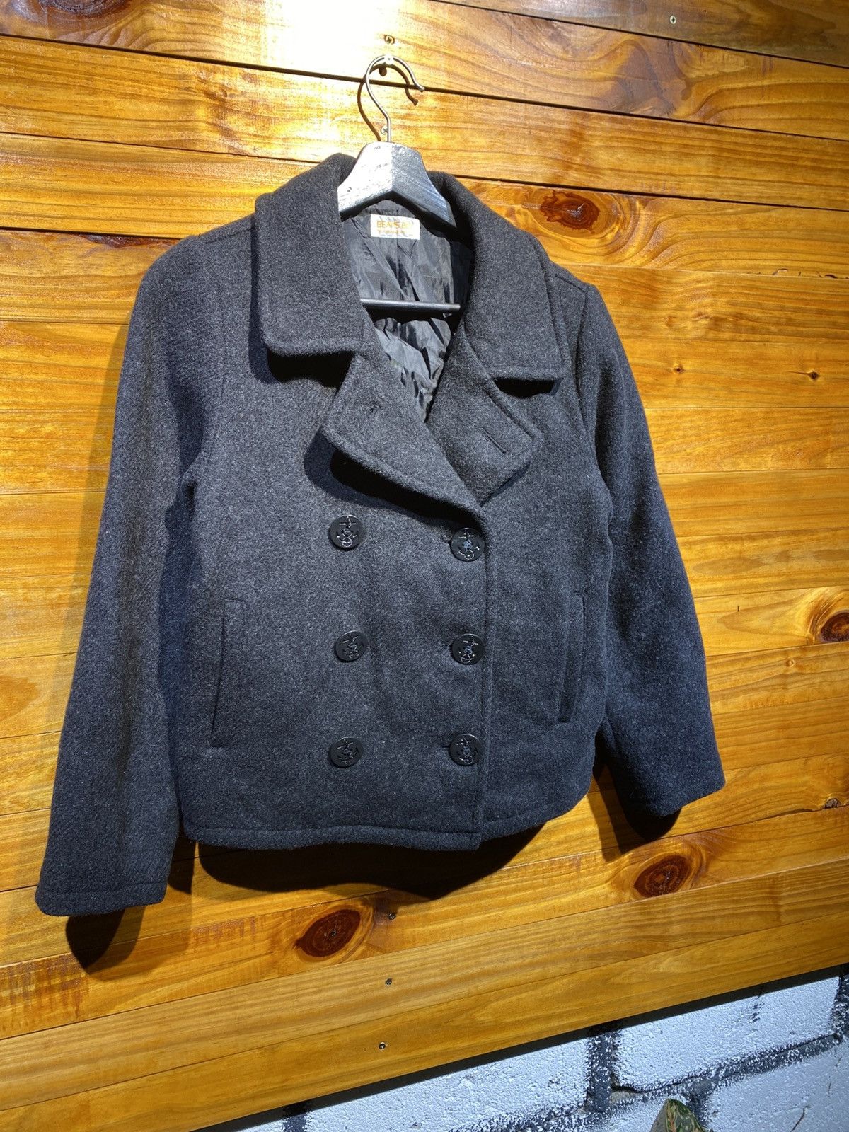 Beams Japan Vintage Beams Boy Pea Coat Wool Blend Dark Charcoal Grey Size S / US 4 / IT 40 - 5 Thumbnail