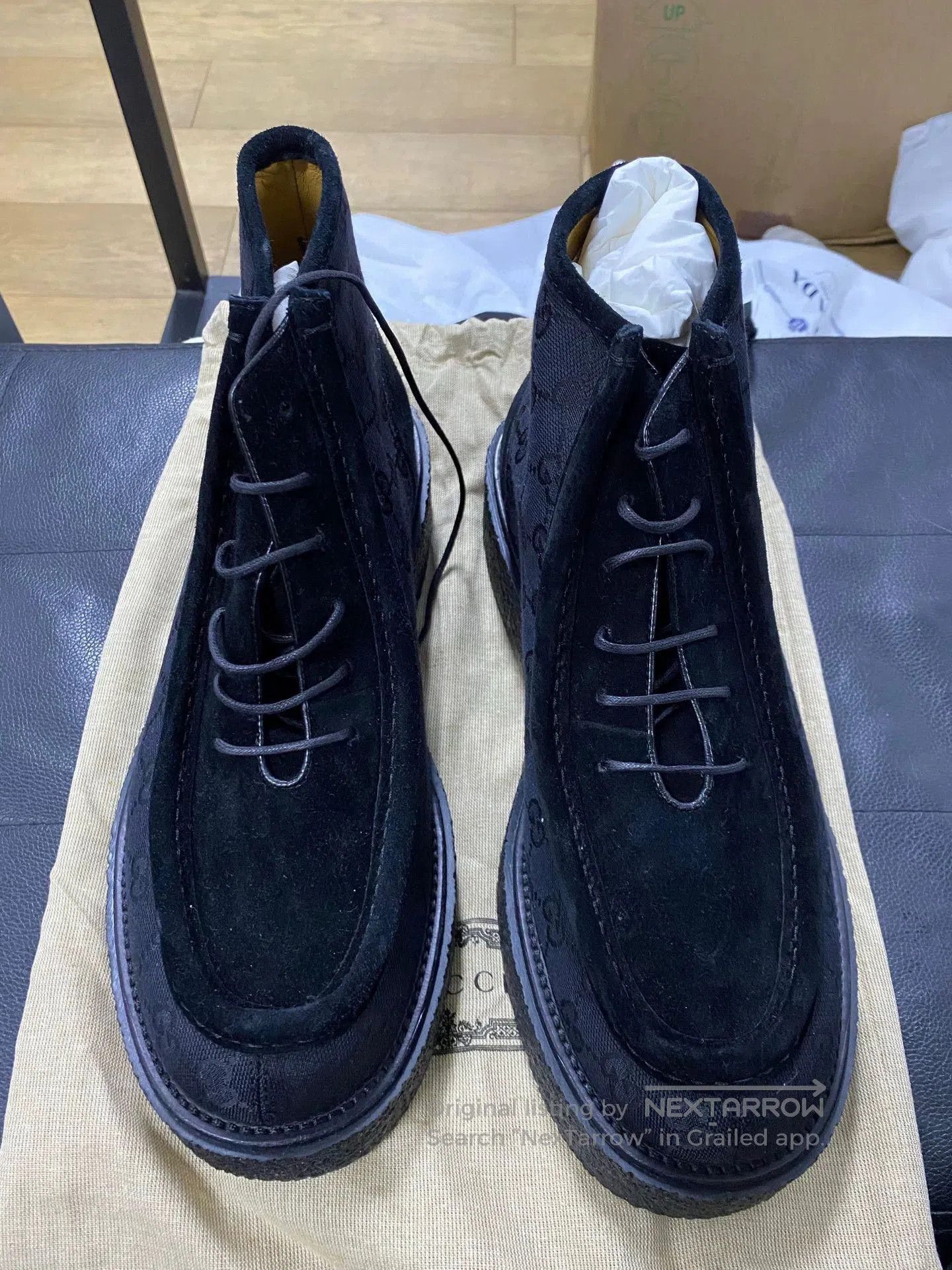 Gucci gucci men's black high-top logo shoes. Size US 8 / EU 41 - 1 Thumbnail