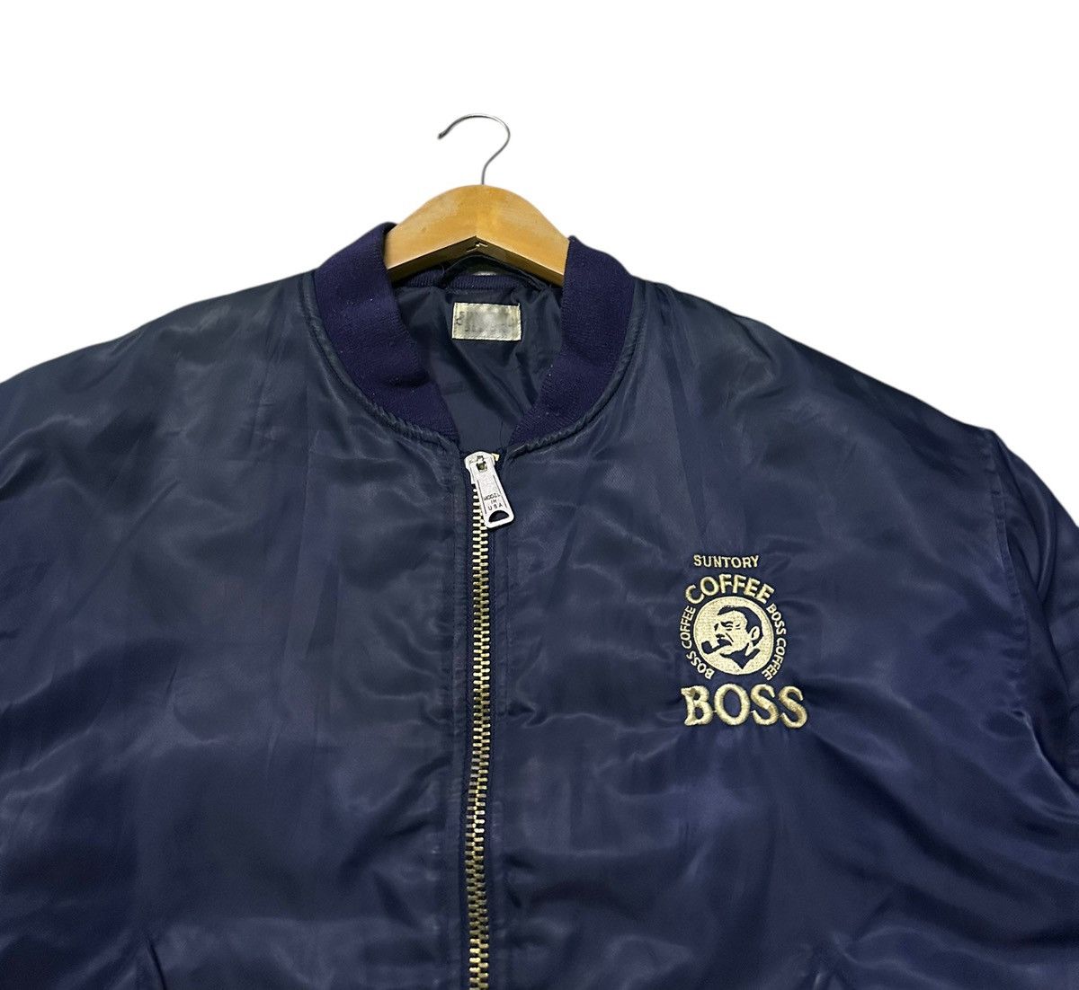Japanese Brand vintage navy blue nylon Suntory BOSS Coffee bomber jacket L Size US L / EU 52-54 / 3 - 3 Thumbnail