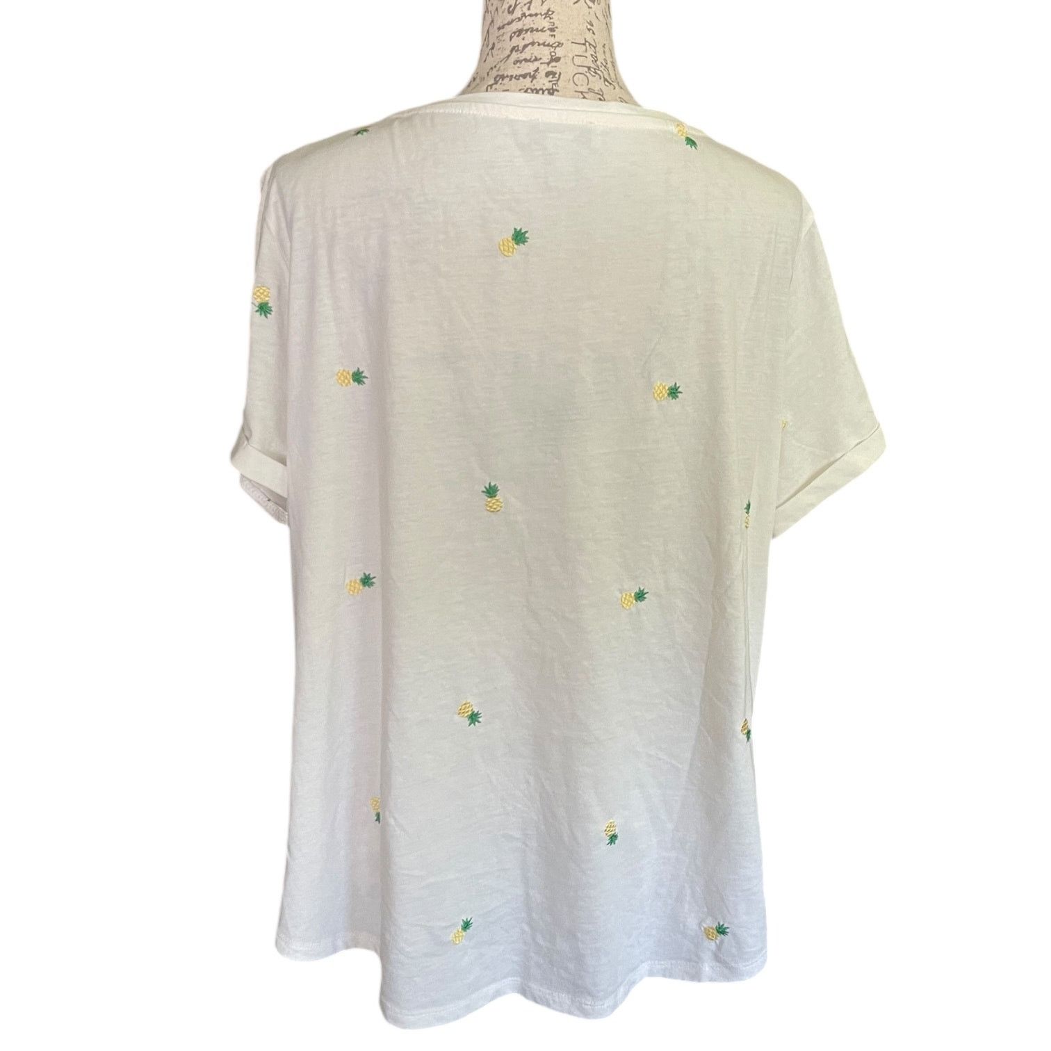 Other Vintage X America White Cotton Blend Pineapple Shirt XL NWOT Size XL / US 12-14 / IT 48-50 - 2 Thumbnail