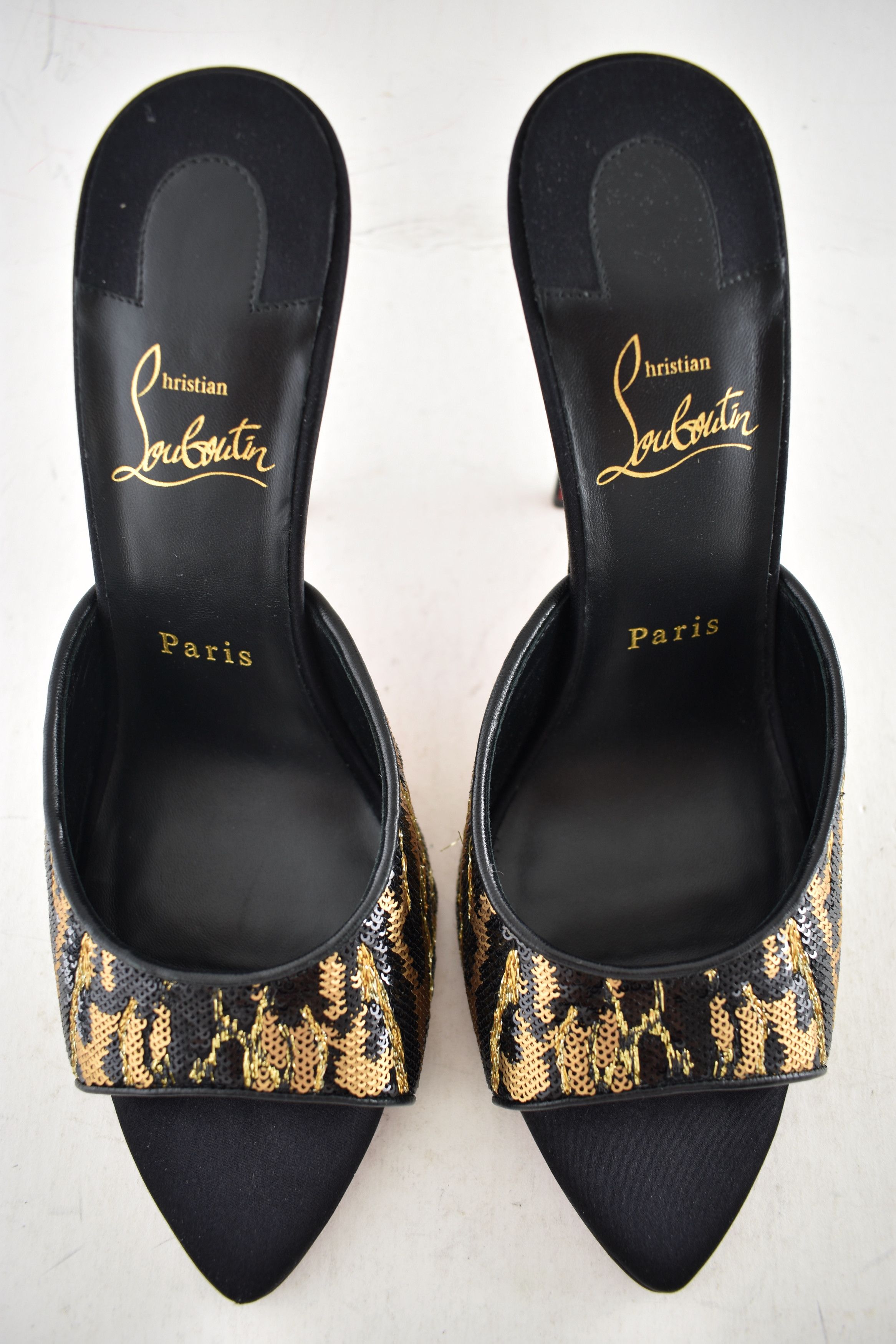Christian Louboutin Miss Z Mule Ocelot 100 Black Backless Sandal Heel Pump 38 Size US 8 / IT 38 - 15 Thumbnail