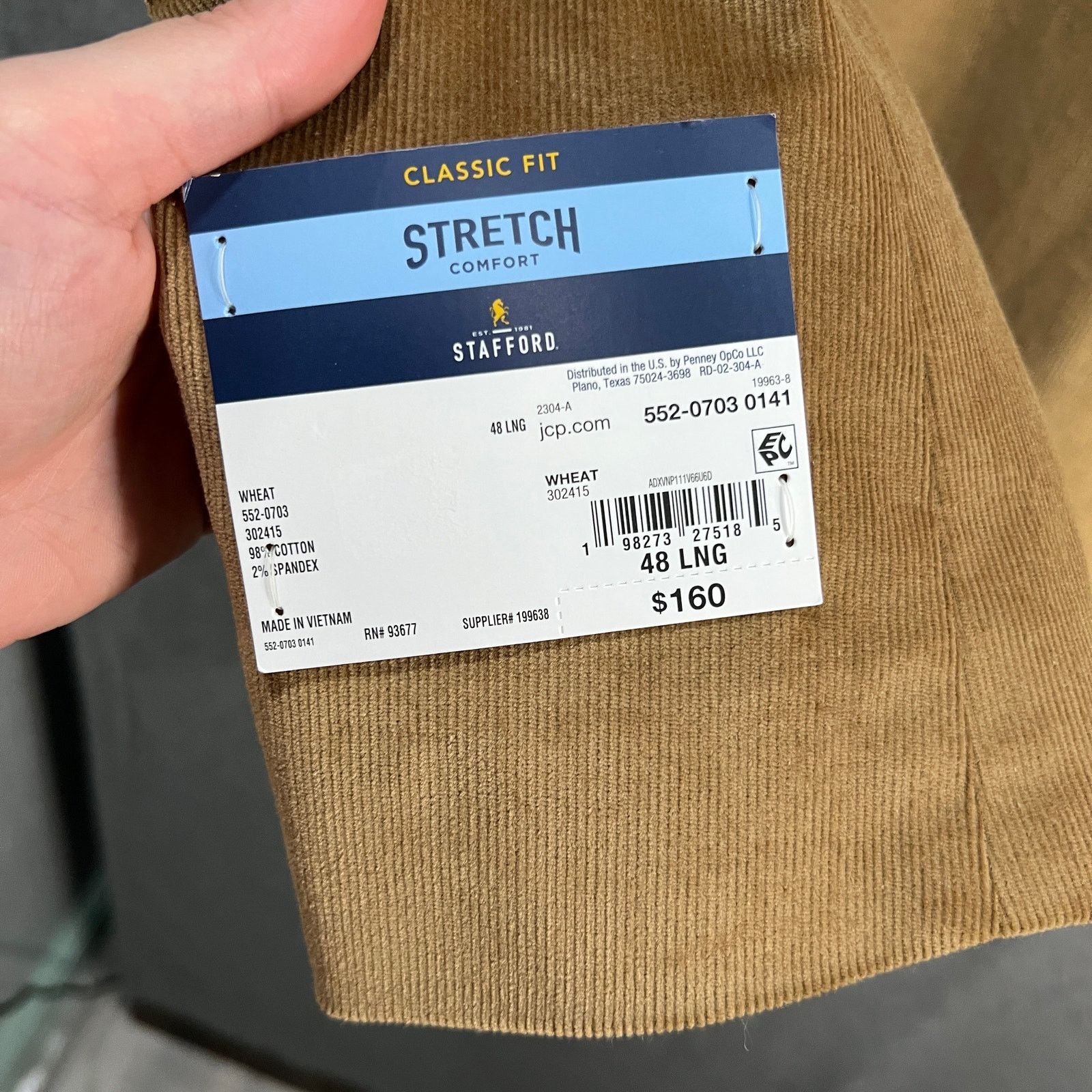 Other Stafford Corduroy Mens Stretch Fabric Regular Fit Corduroy Size 48L - 5 Thumbnail