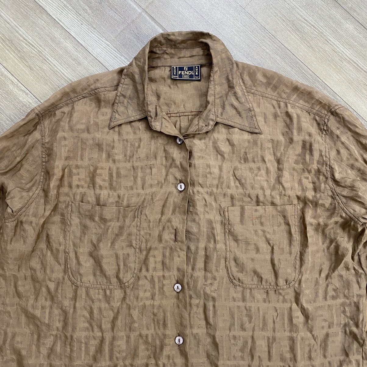 Fendi Vintage Fendi Monogram Distressed Transparent Shirt Luxury Size US M / EU 48-50 / 2 - 2 Thumbnail