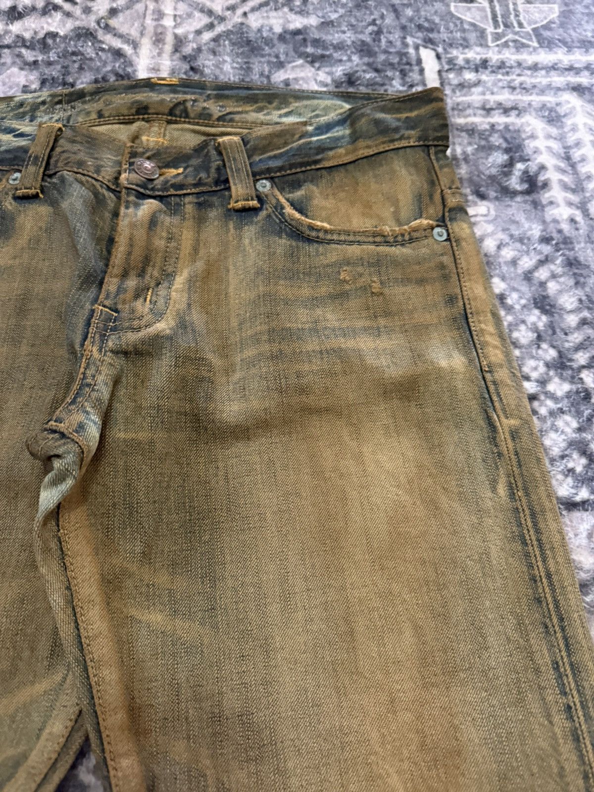 If Six Was Nine EDWIN 503 Earthy Mud Wash Patina Fade Distressed Jeans Size US 30 / EU 46 - 10 Thumbnail