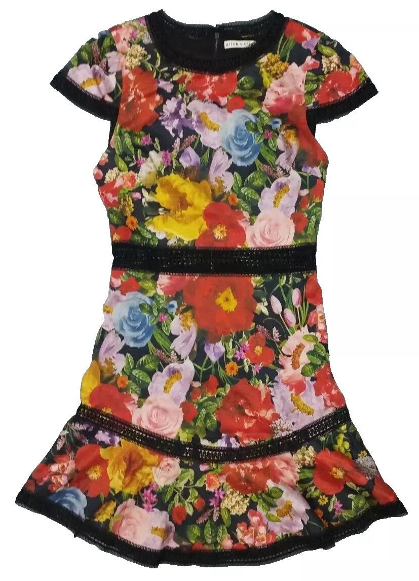 Alice + Olivia × Designer ALICE + OLIVIA Rapunzel Mini Dress In Blooming Garden Size XS / US 0-2 / IT 36-38 - 1 Thumbnail