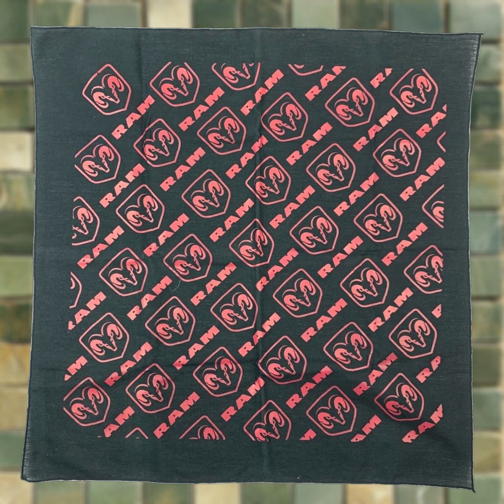 Logo 7 **VINTAGE DODGE RAM BLACK RED LOGO BANDANA 20.75X20.5** User: Vintage Dodge Ram Black Red Logo Bandana 20.75x20.5" Size ONE SIZE - 1 Thumbnail