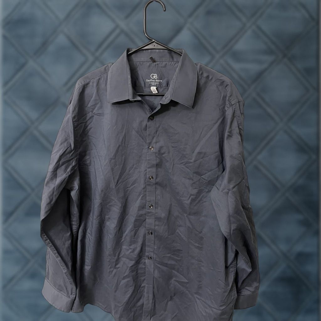 Geoffrey Beene VINTAGE Geoffrey Beene Men's Dress Shirt XL Black Striped Slim  Fit Long Sleeve Button