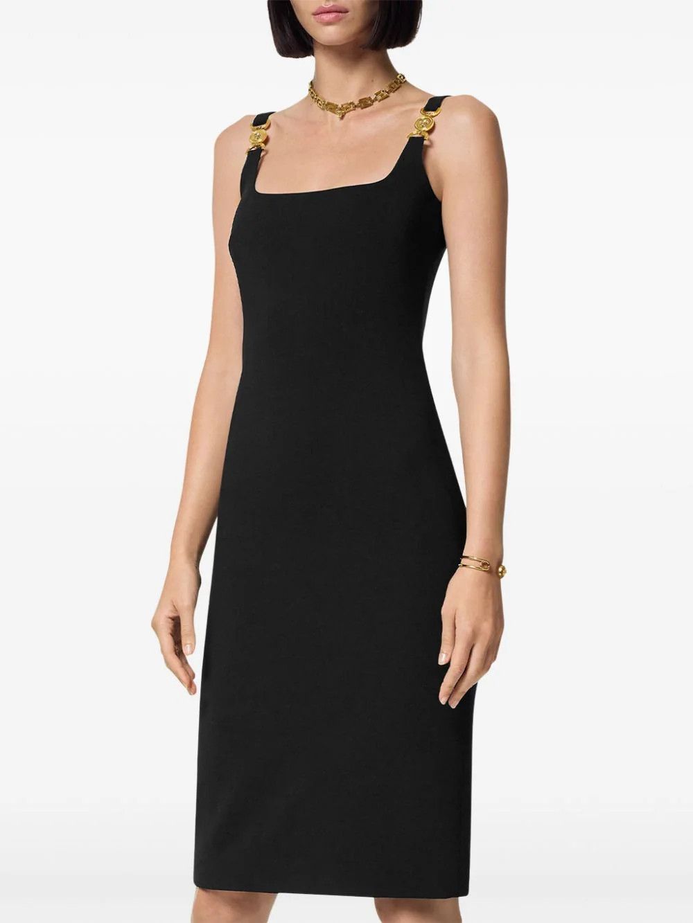 Versace o1s22i1n1024 Stretch Cady Sheath Dress in Black Size M / US 6-8 / IT 42-44 - 3 Thumbnail