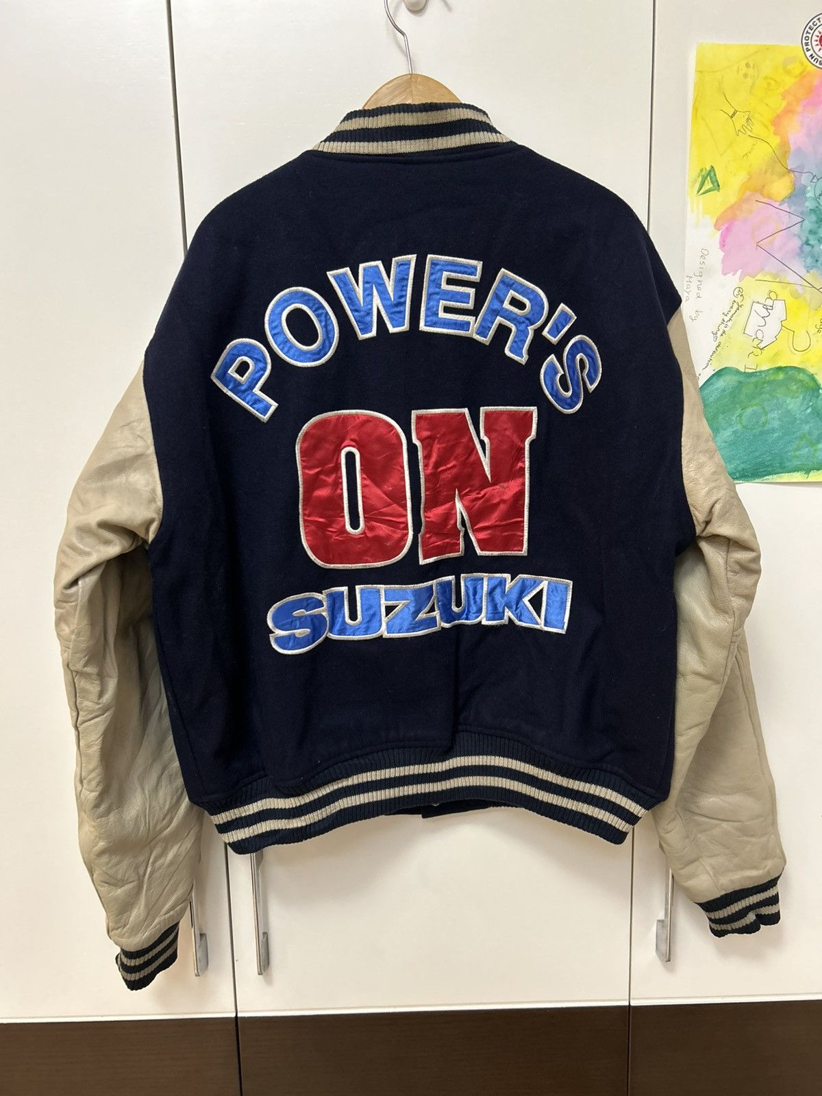 Japanese Brand Vintage Suzuki motor company leather/wool varsity jacket Size US L / EU 52-54 / 3 - 1 Thumbnail