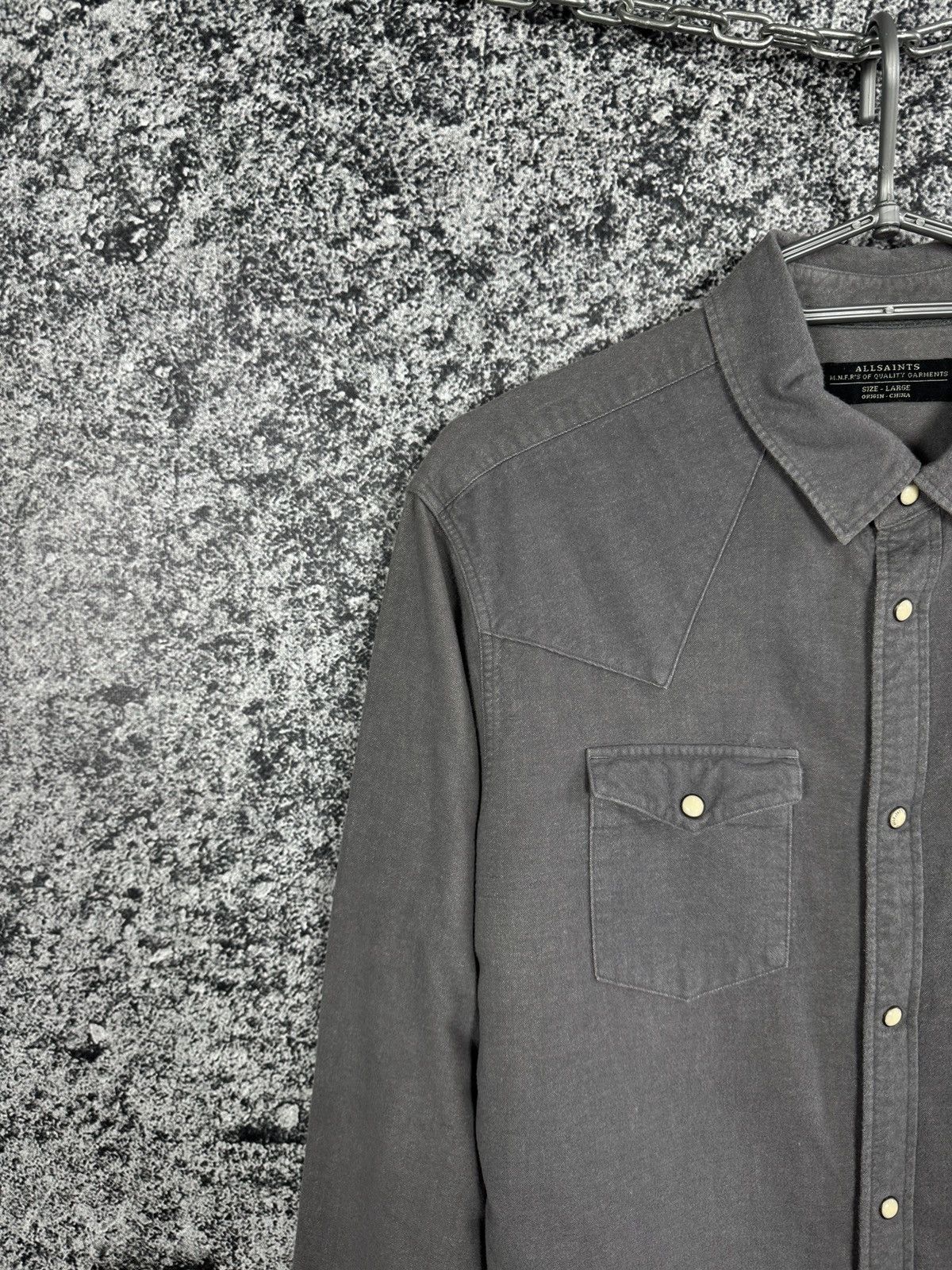 Allsaints Allsaints Helm Long Sleeve Shirt Button Up Cotton/Wool Sz L Size US L / EU 52-54 / 3 - 3 Thumbnail