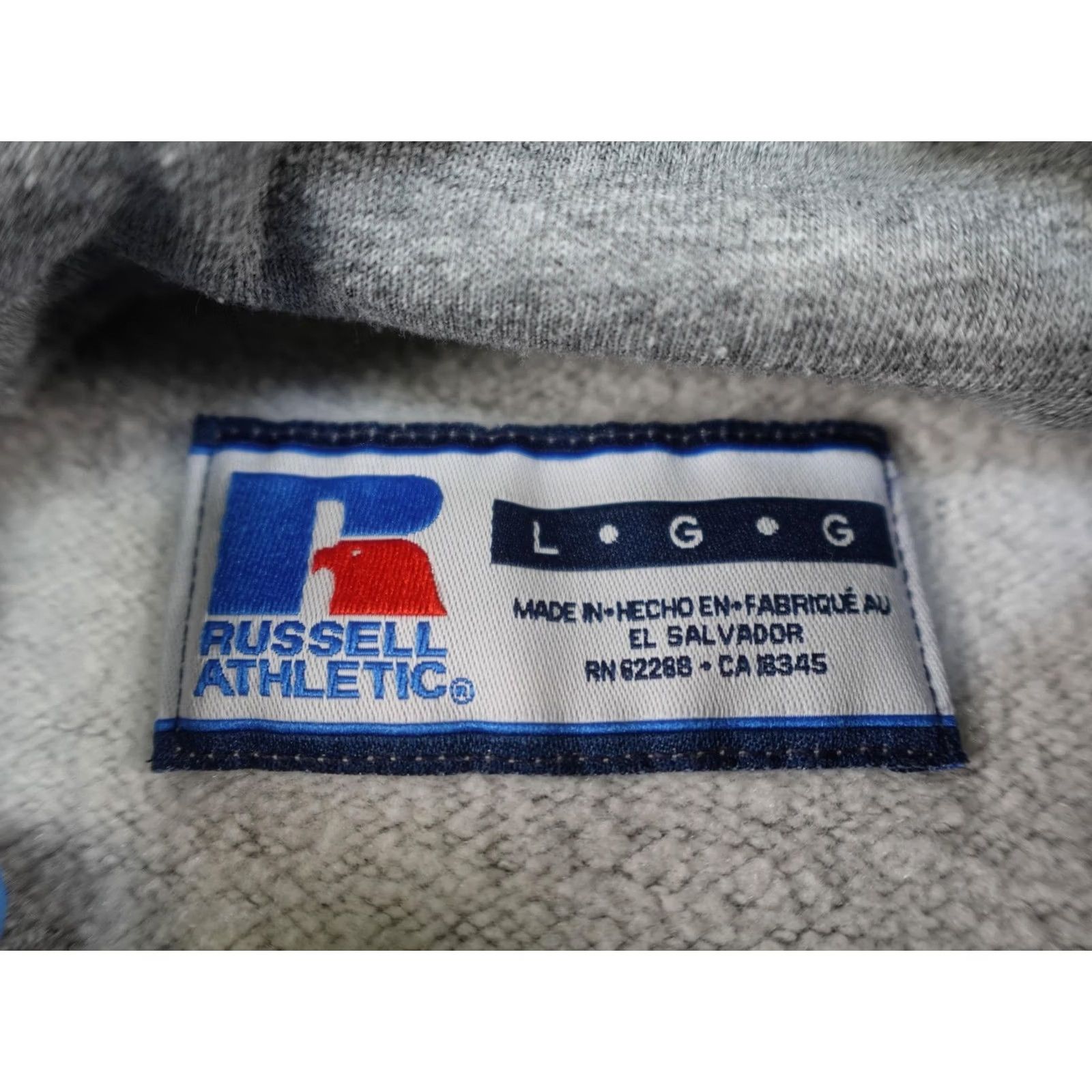 Russell Athletic VINTAGE Russell Athletic Hoodie Mens Large Gray Graphic Print Logo Pullover Fleece Kangaroo Pocket Size US L / EU 52-54 / 3 - 7 Thumbnail