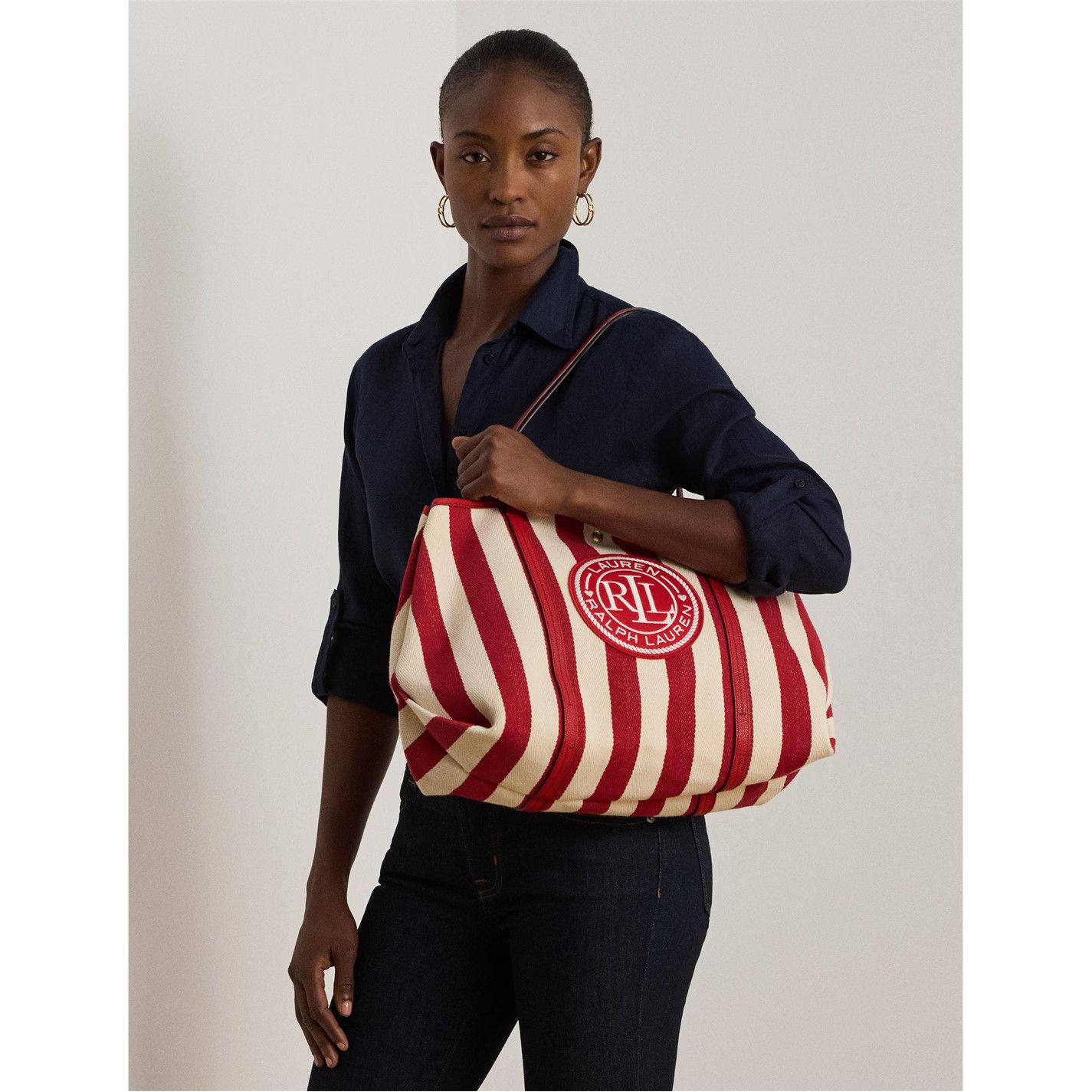 Lauren Ralph Lauren o1g2r1mq0825 Size: OS / Emerie Tote Bag in Red/White Size ONE SIZE - 2 Thumbnail