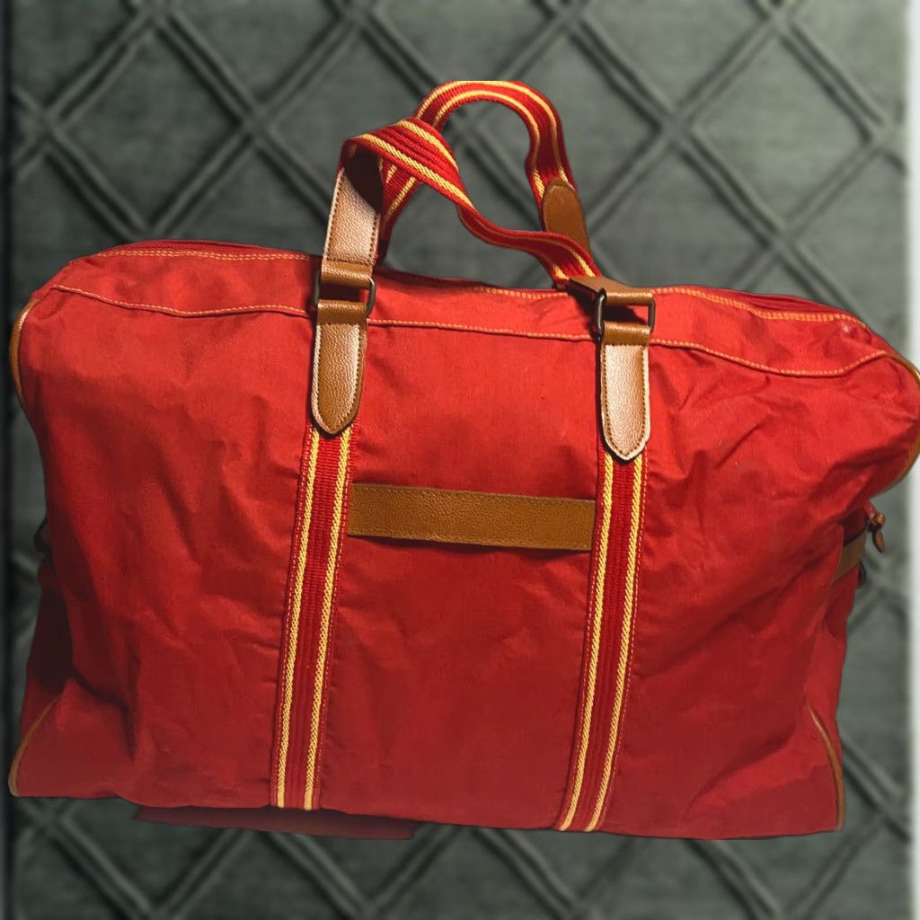 VINTAGE Sophia Canvas Tote Bag Red 90s Unisex Adults Leather Straps