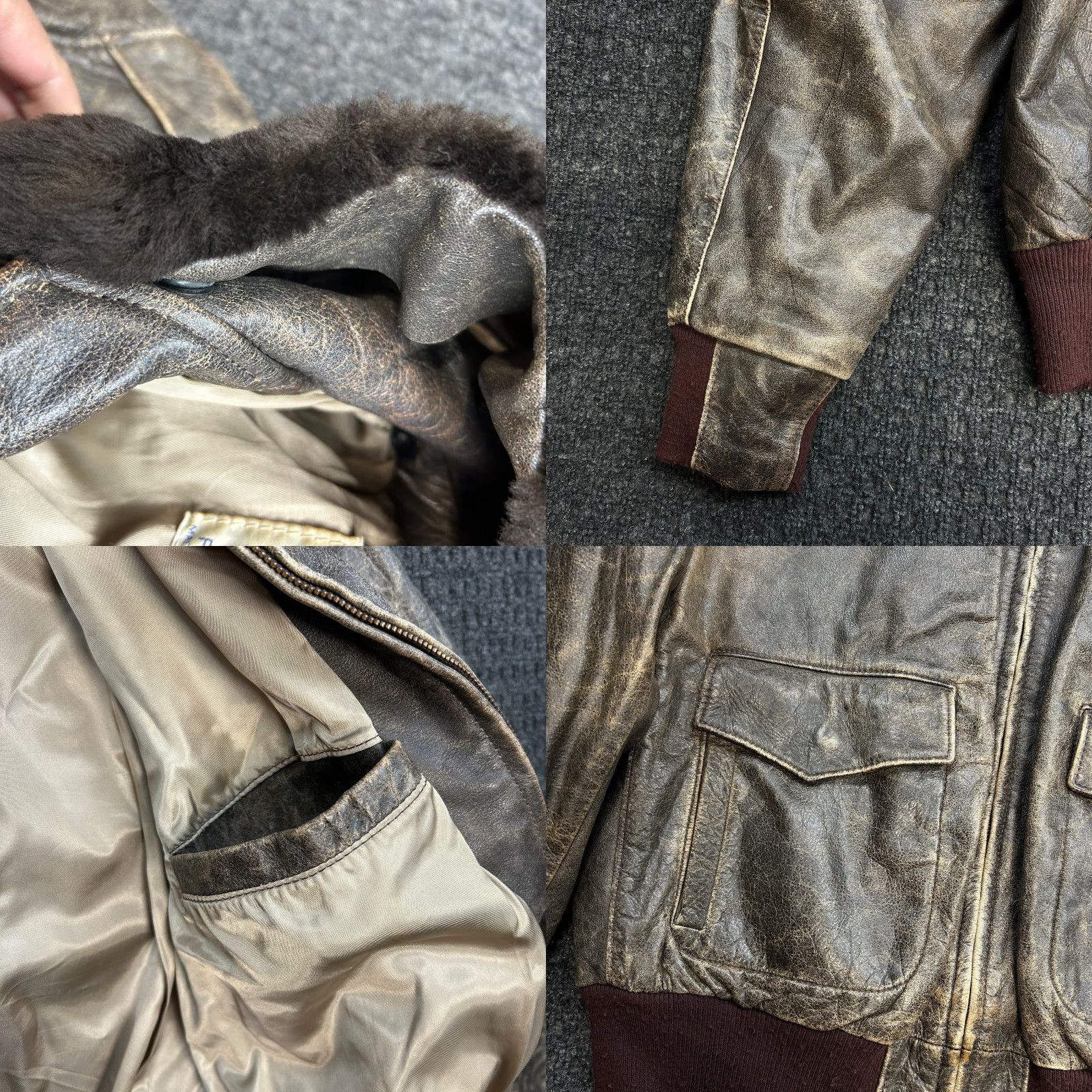 Vintage VINTAGE Golden Bear Leather Jacket Bomber Aviator Flight Fur Collar 46 Made USA Size US S / EU 44-46 / 1 - 9 Thumbnail