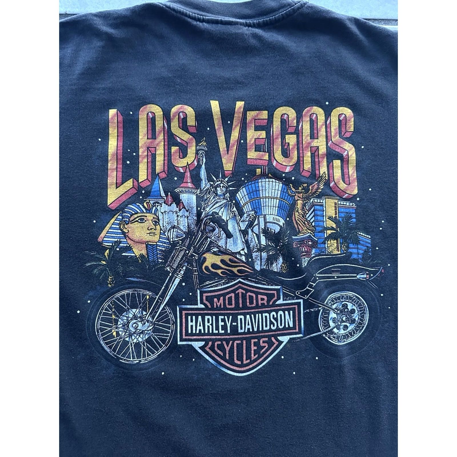 Harley Davidson VINTAGE Harley-Davidson Shirt Mens M Black 1990s Graphic Print Double-Sided RARE 90s Bike Tee Size US M / EU 48-50 / 2 - 6 Thumbnail