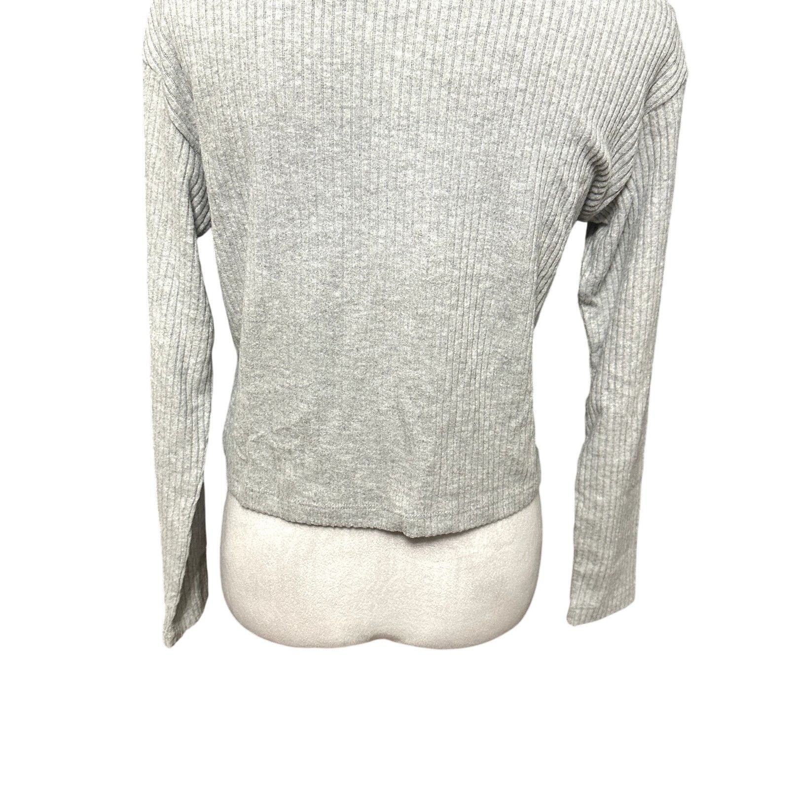 Other Black Tape Sweater Ribbed Cropped Long Sleeve Gray XS NWT Size XS / US 0-2 / IT 36-38 - 7 Thumbnail
